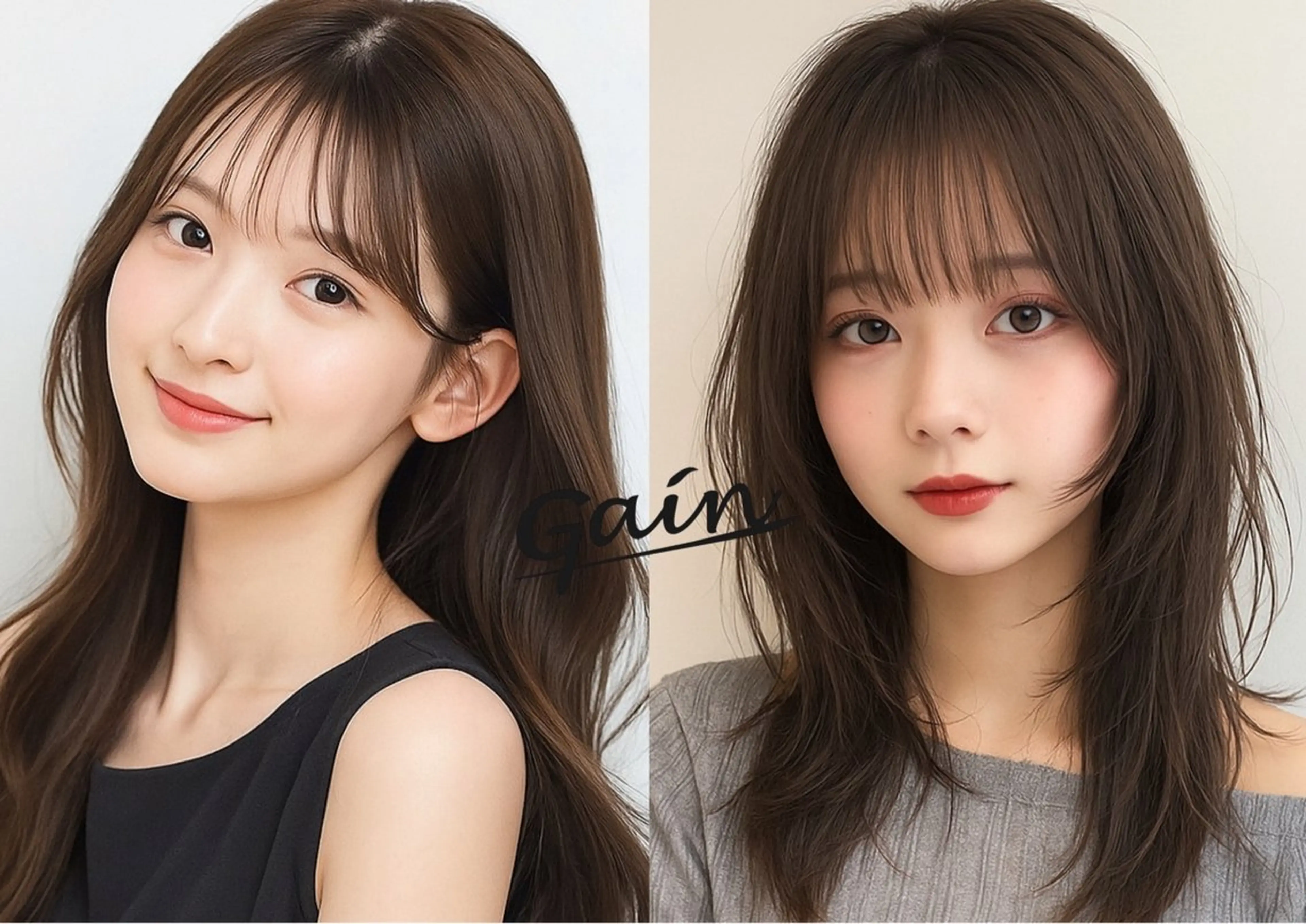 セミロング カラー パーマ 顔まわりレイヤー 韓国風ヘア レイヤーカット 似合わせカット 小顔カット カット ヘアカラー トリートメント Gain KAKKY 名古屋/池下駅3分のヘアスタイル