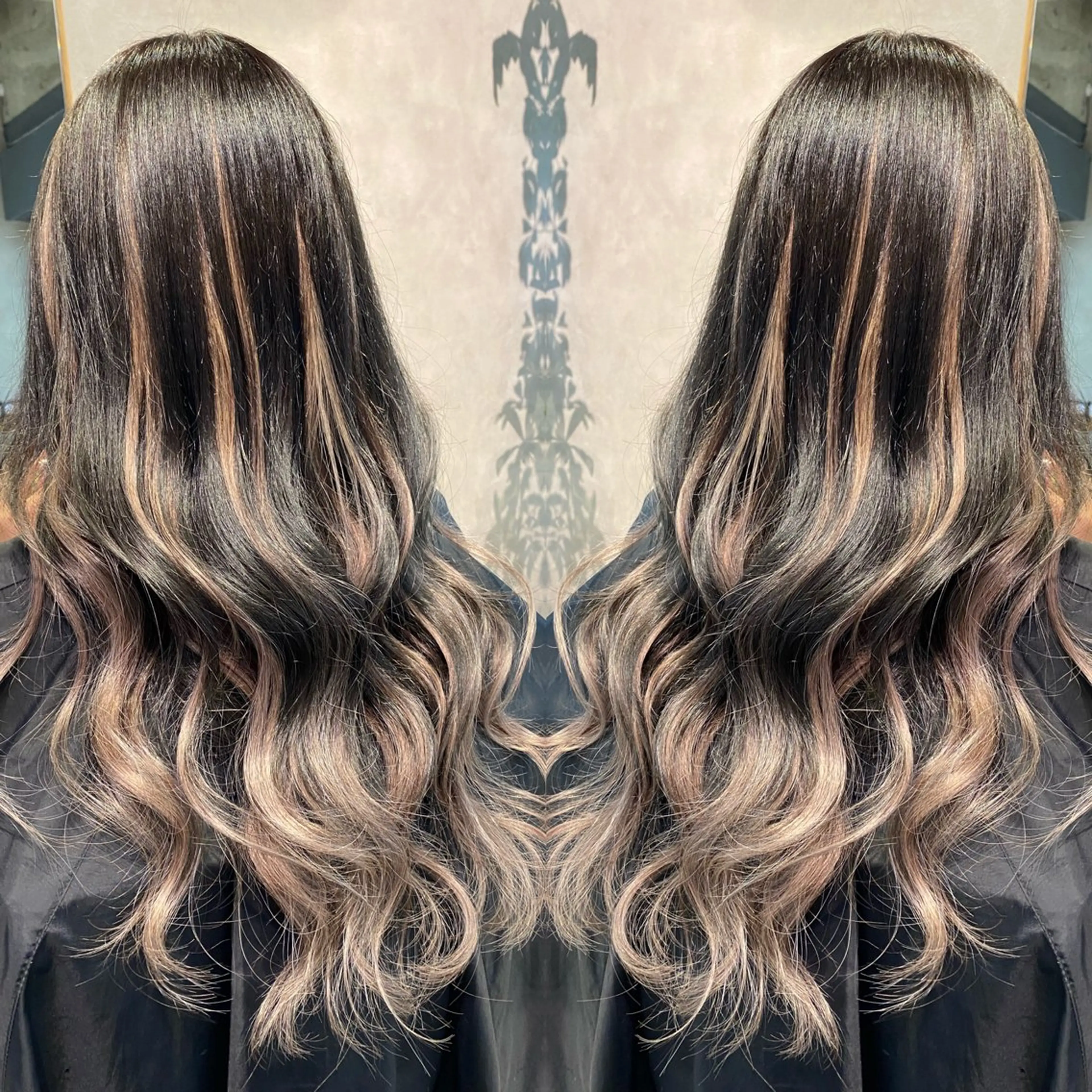 ロング プルエクステ エクステ ハイライト 上村 恵里佳のヘアスタイル