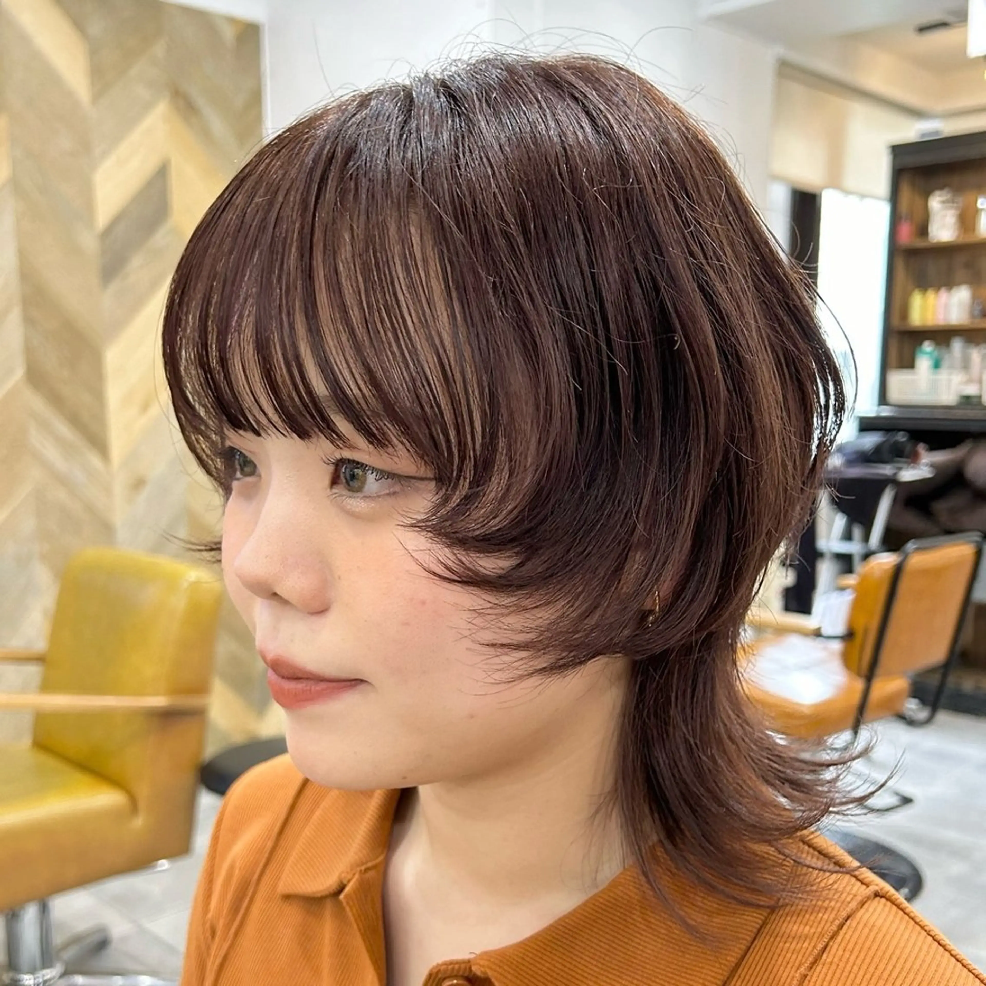 ショート カラー ブラウンカラー チョコレートブラウン レイヤーカット ウルフカット 顔まわりカット/ボブ /🧁とーこ🧁のヘアスタイル