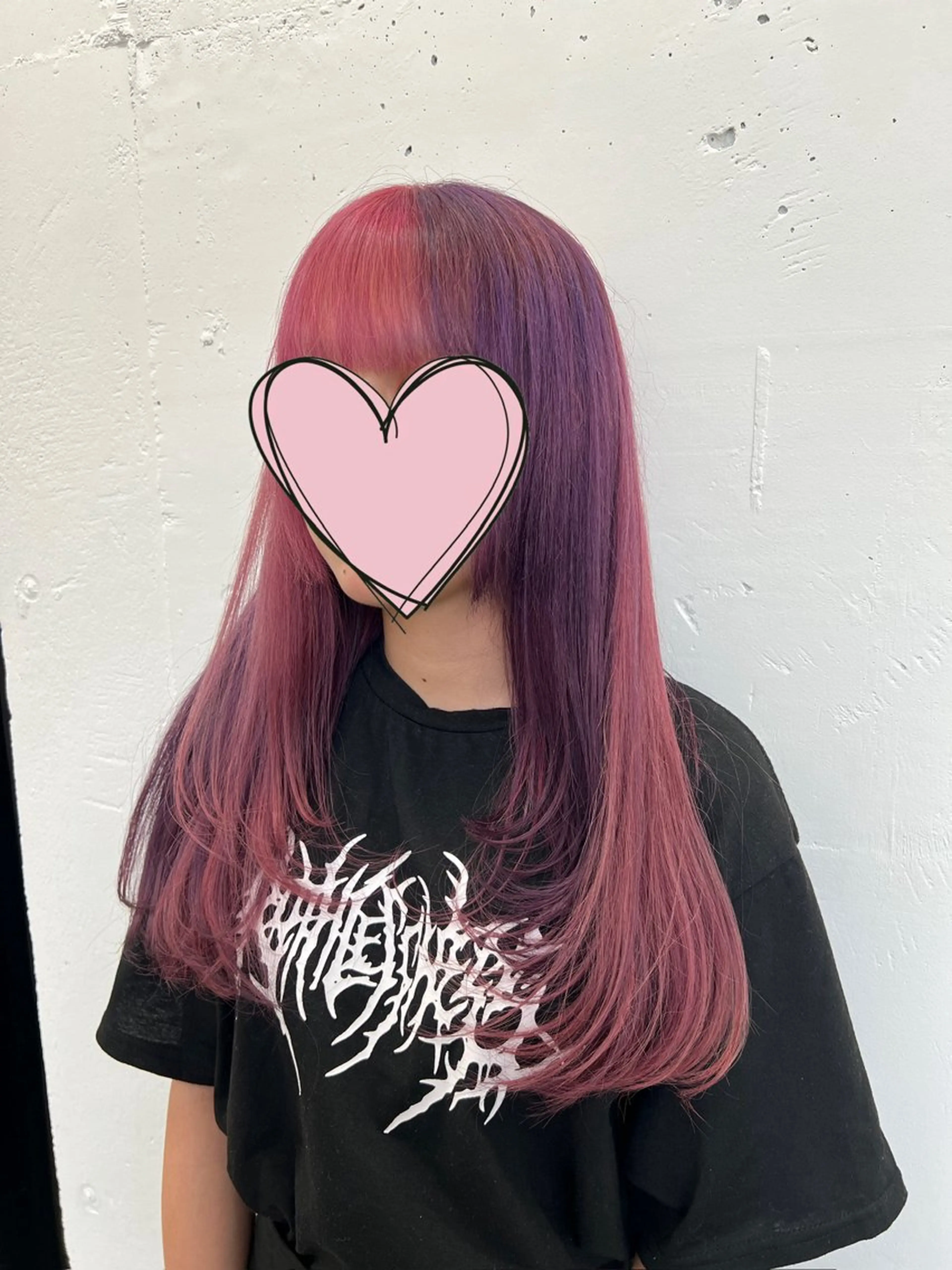 ロング カラー ブリーチ デザインカラー ピンクカラー パープルカラー カット ヘアカラー あすか JILLSTUDIOのヘアスタイル