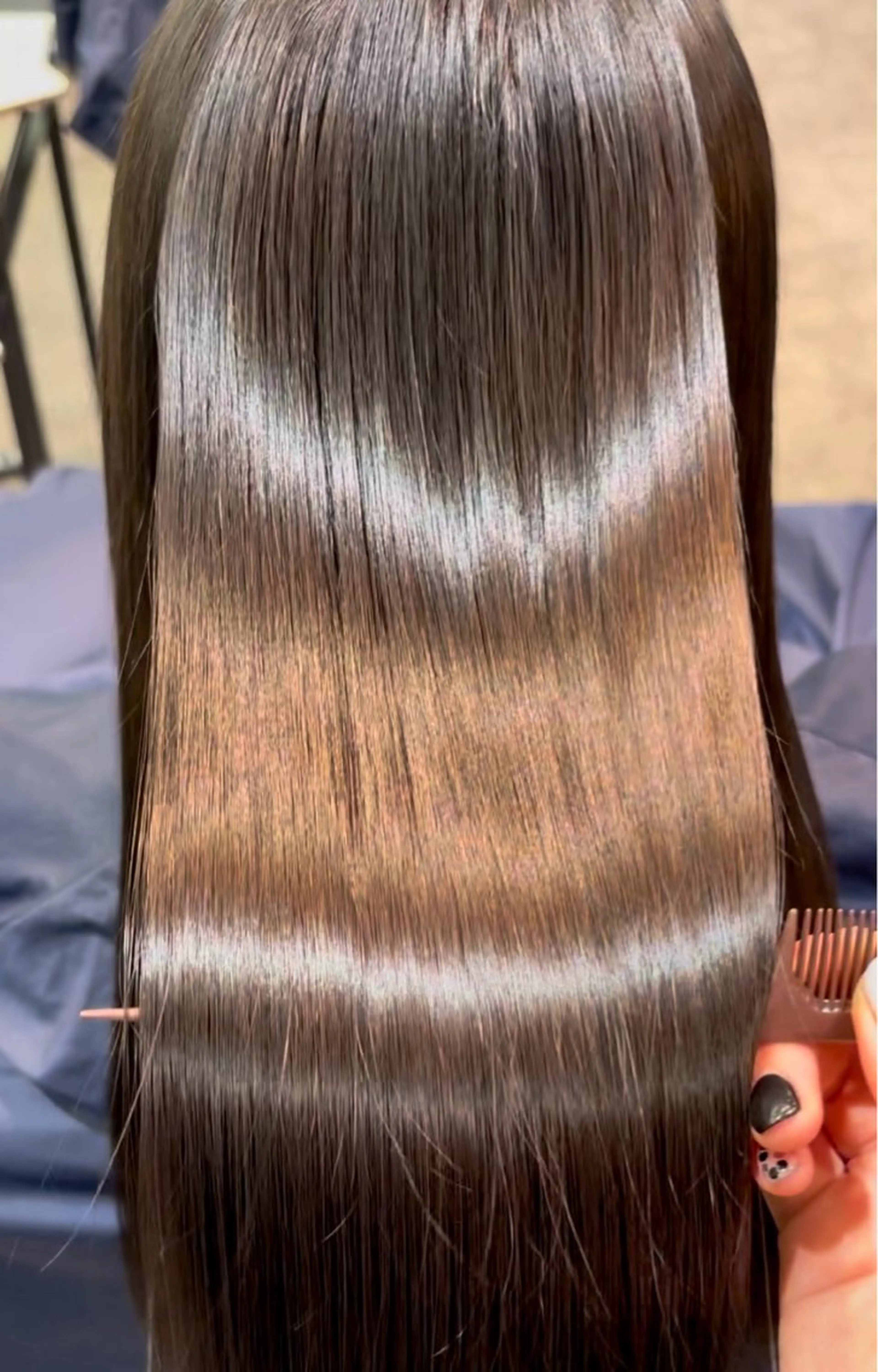 ロング カラー パーマ 髪質改善 ストレートパーマ トリートメント ブリーチなし ダブルカラー/ゆなのヘアスタイル