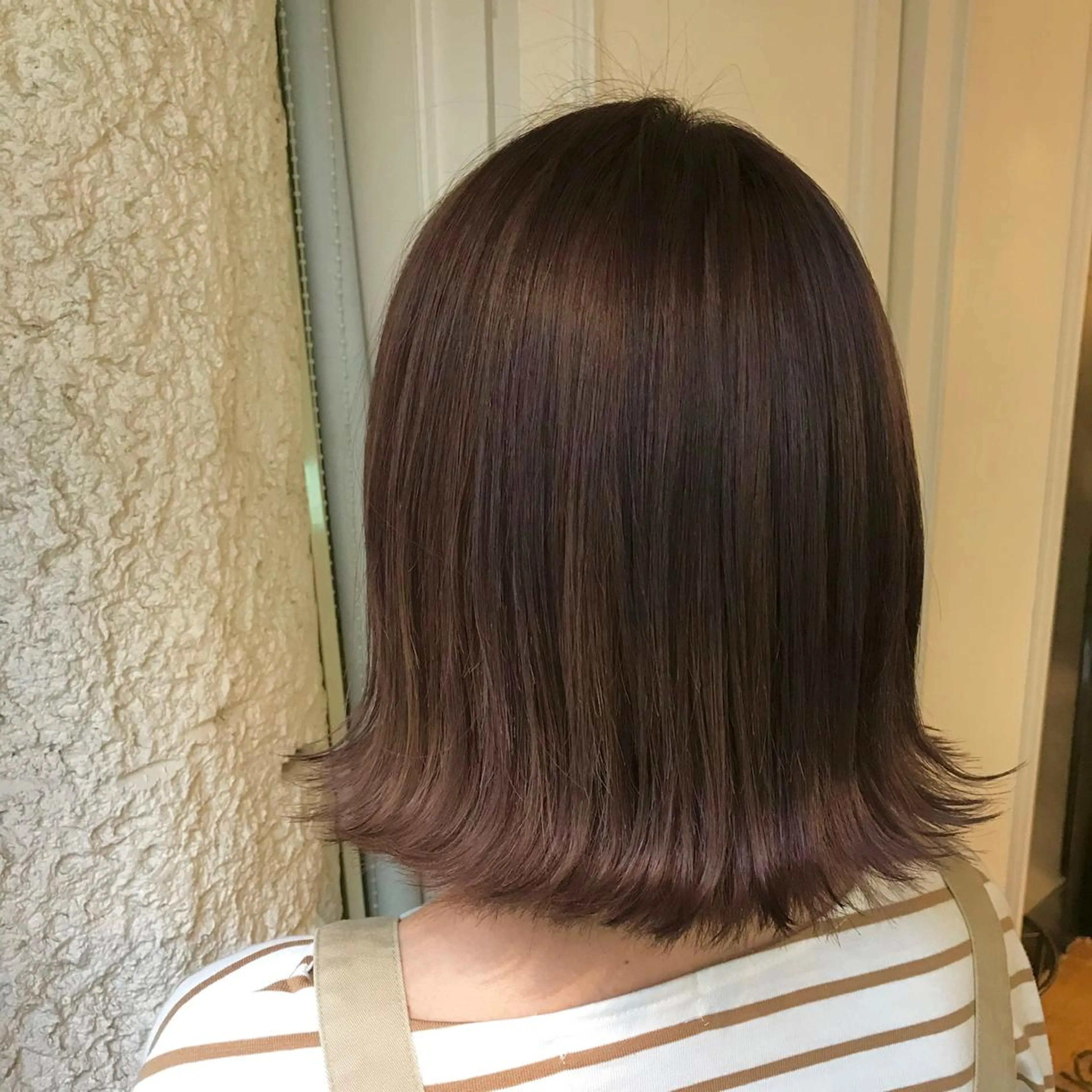 ミディアム カラー 切りっぱなしボブ ラベンダーカラー ボブ 悩み解決/艶髪/ LISAのヘアスタイル