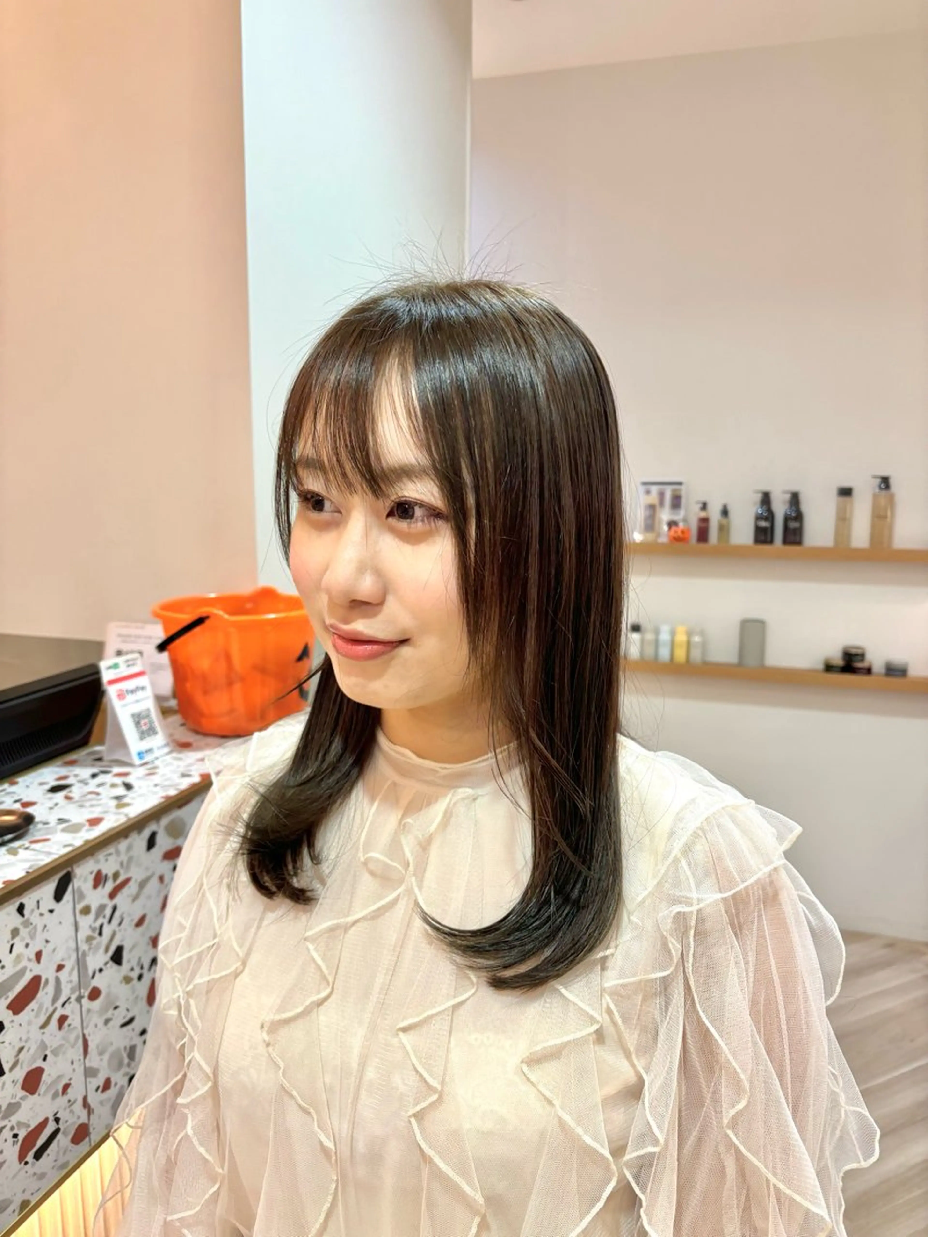 セミロング ヘアカラー トリートメント 透明感カラー🤎/ ツヤカラー/さくらのヘアスタイル