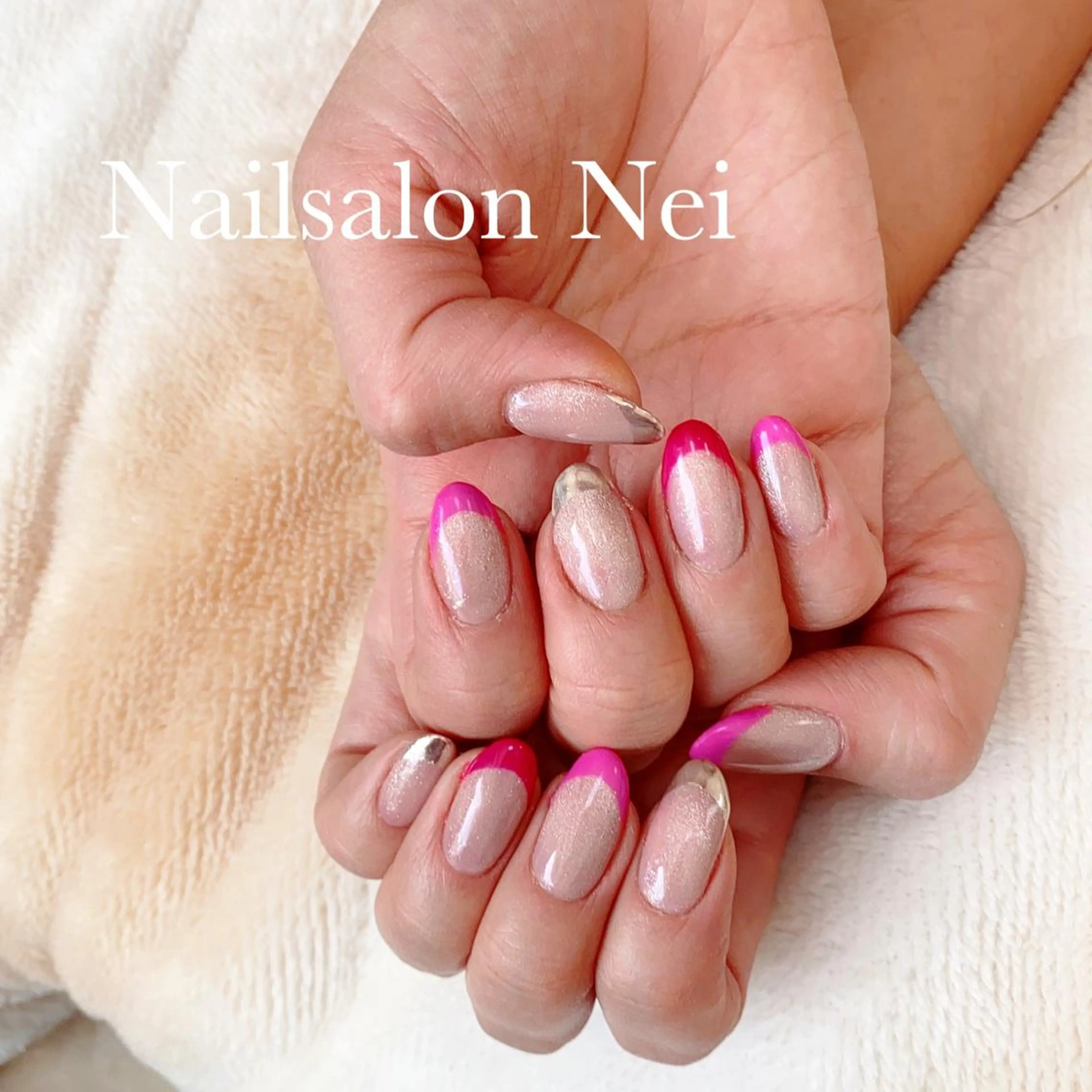 ネイル フレンチネイル マグネットネイル ピンク Nailsalon Ｒ《喜多見3分》のネイルデザイン