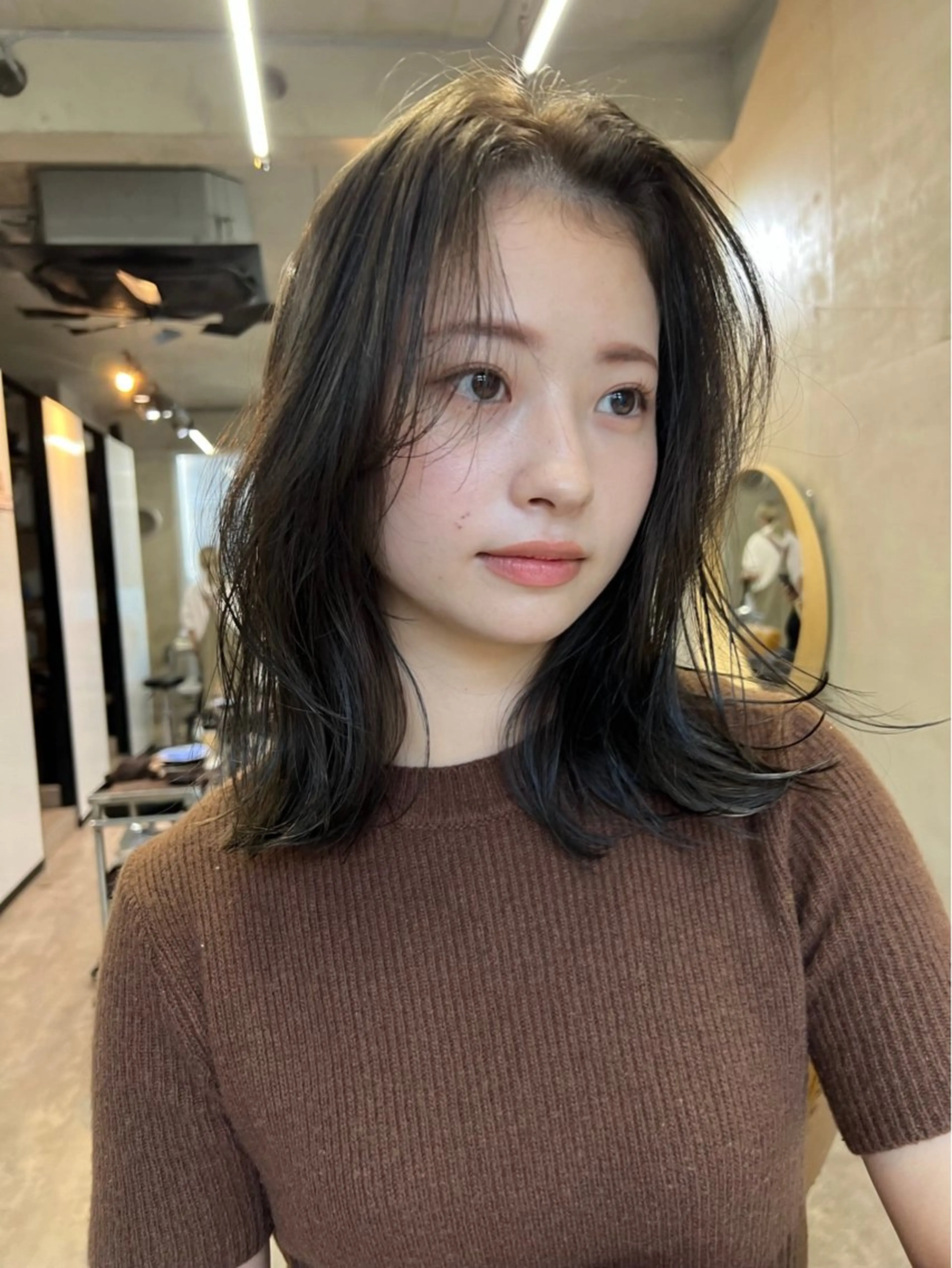 ミディアム カラー 黒髪 ブルーカラー ブルーブラック レイヤーカット レイヤーカット💫 ／HARUKA🎀のヘアスタイル