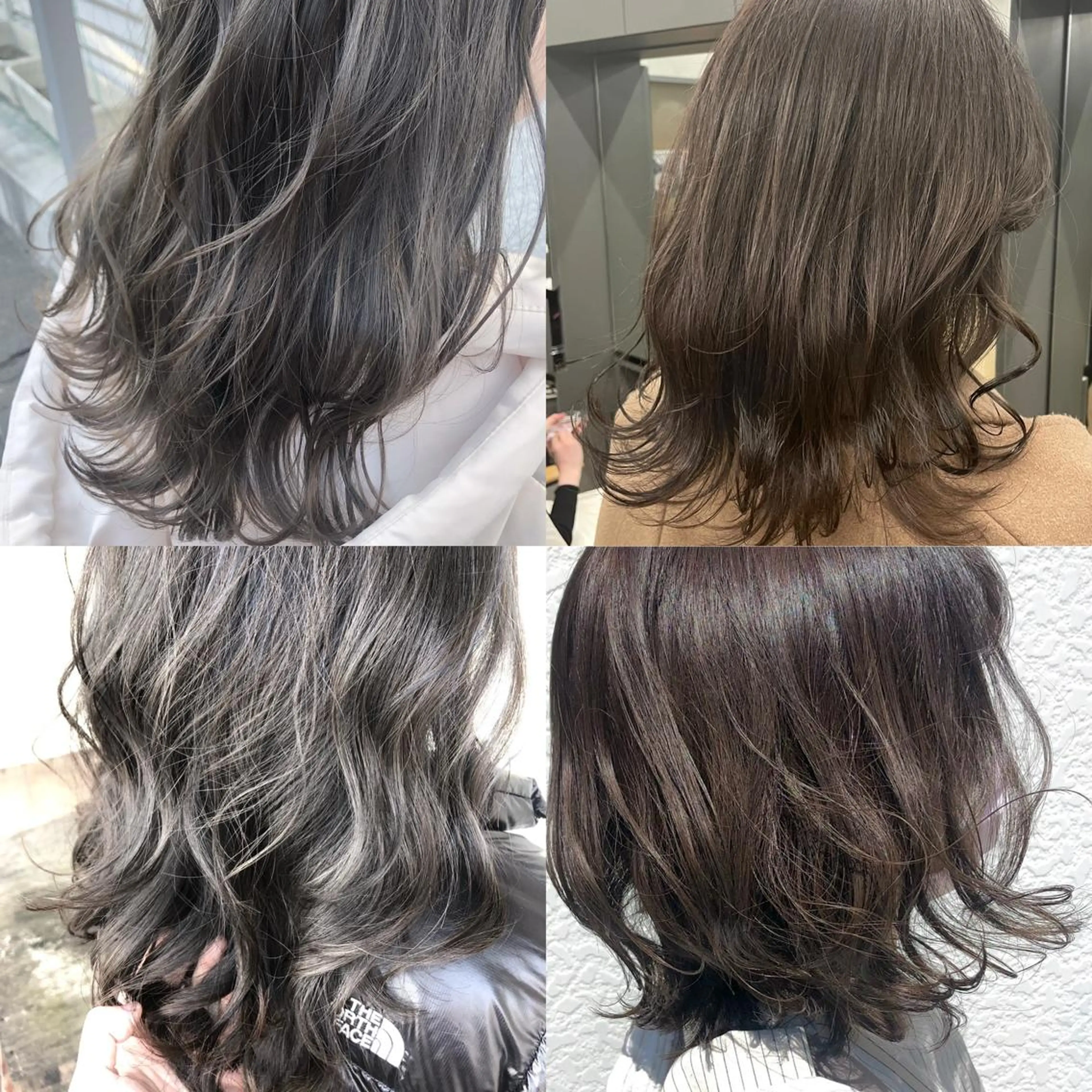 ミディアム カラー ブリーチ 透明感カラー グレージュ ブリーチなしカラー インナーカラー/推し ウルフ/アニメカラーのヘアスタイル