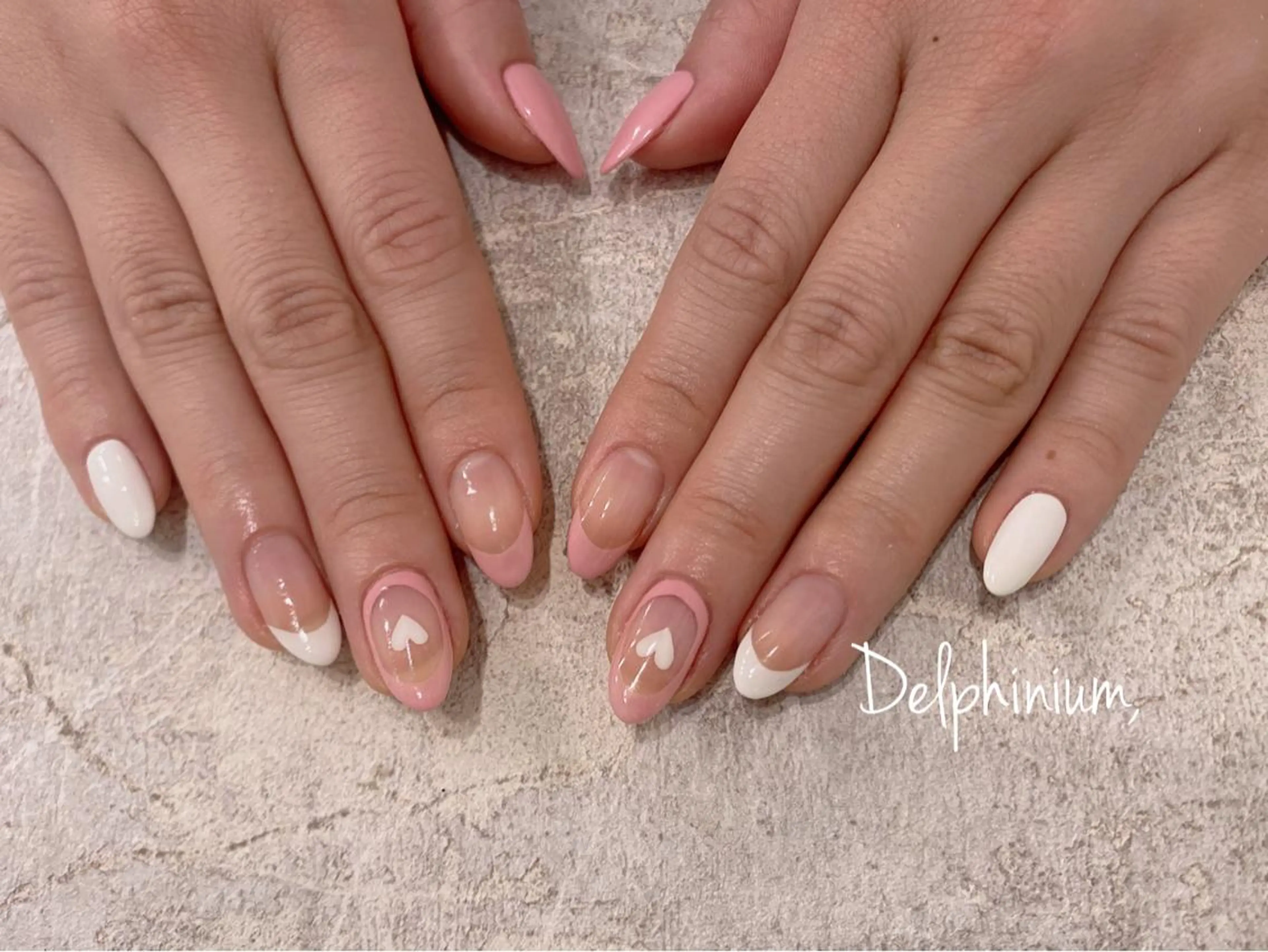 ネイル ハート ハンドネイル 岡本 友恵のネイルデザイン