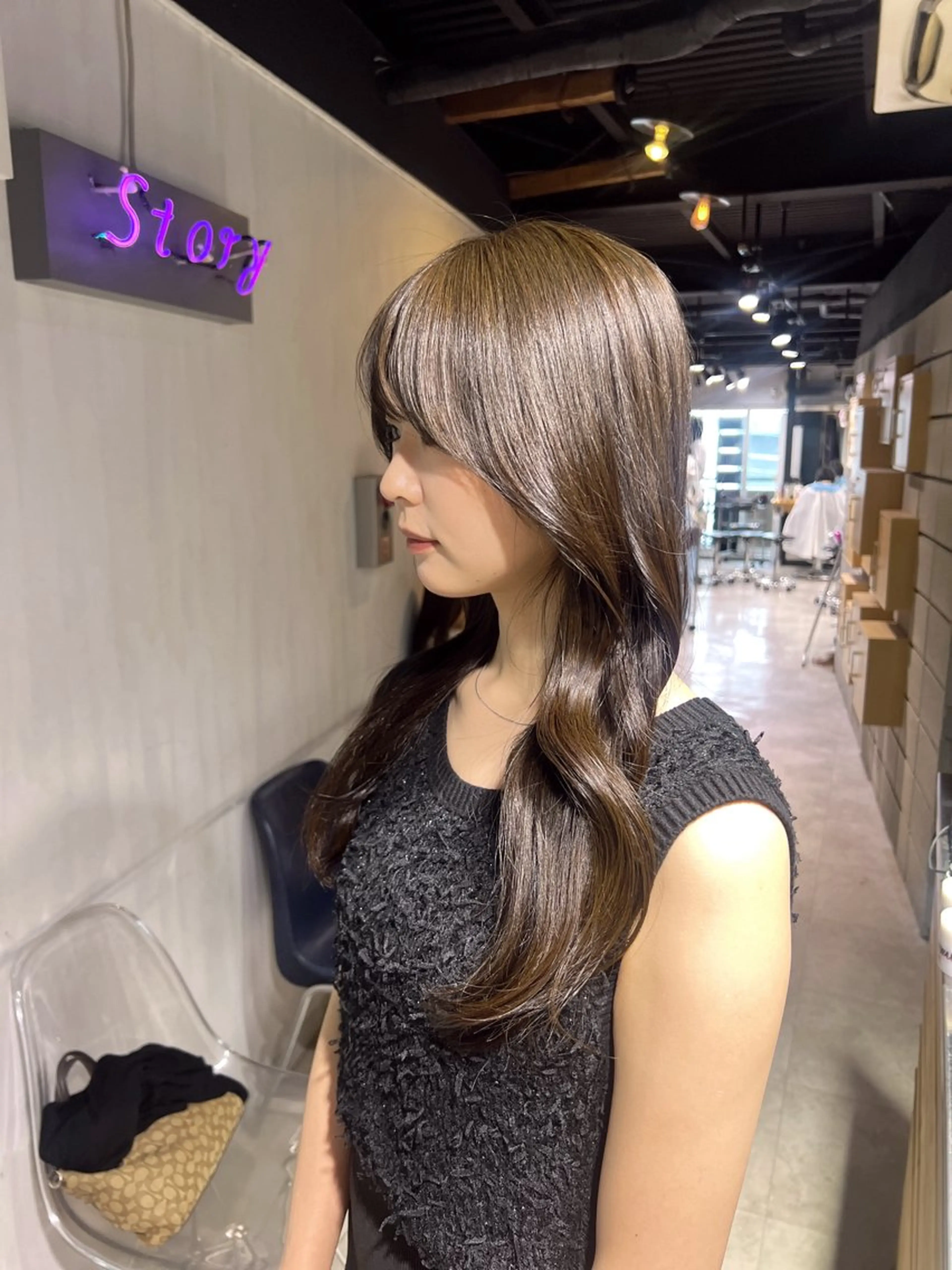 ロング カラー カット ヘアカラー NANAMI🩵 大人可愛い韓国ヘアのヘアスタイル