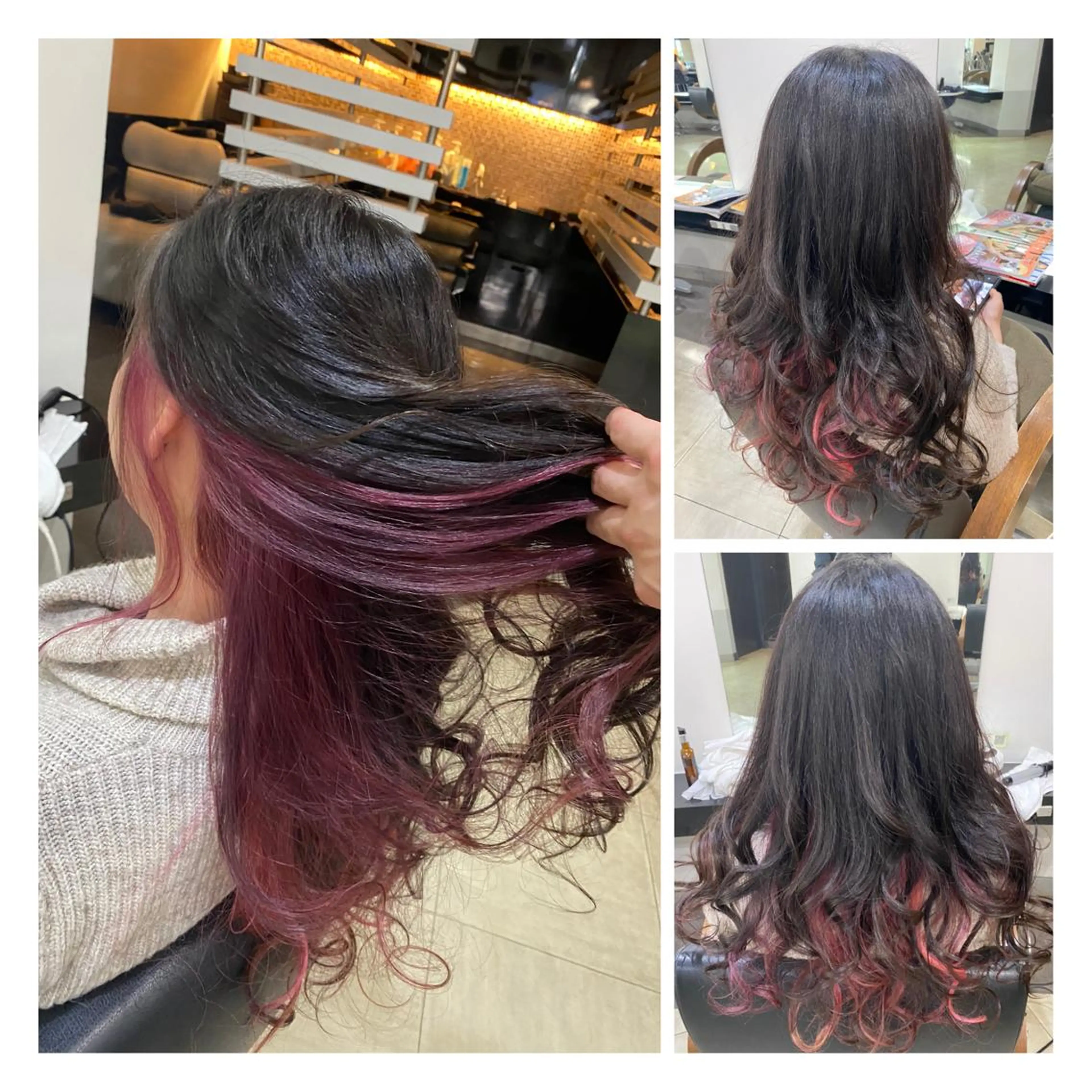 ロング カラー ヘアアレンジ インナーカラー ピンクカラー ヘアカラー DISCOHAIRsanc（ルジャルダン町田）所属・烏山 達也のヘアスタイル