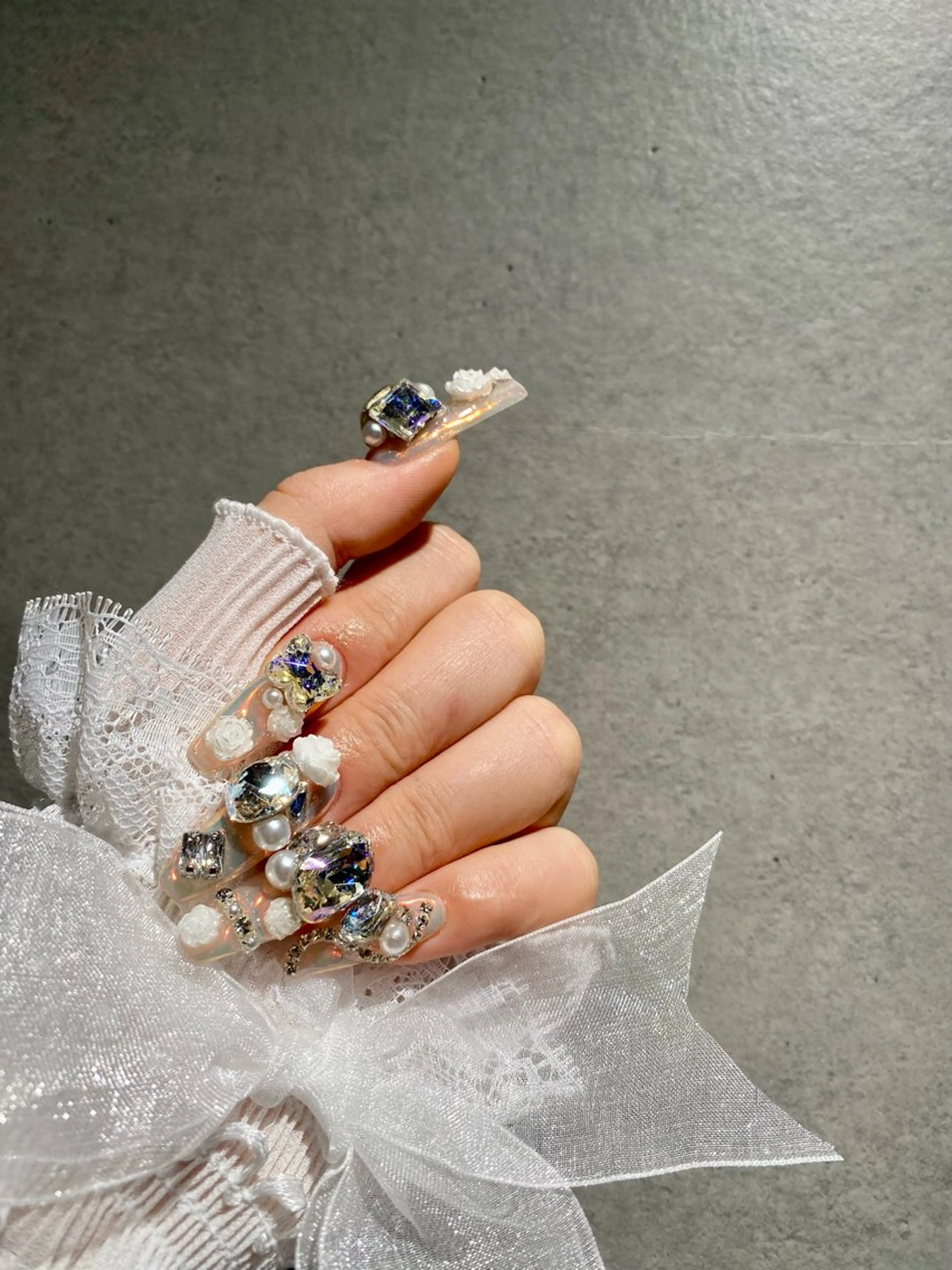 ネイル I-nailロング /ワンホン/キラキラのネイルデザイン