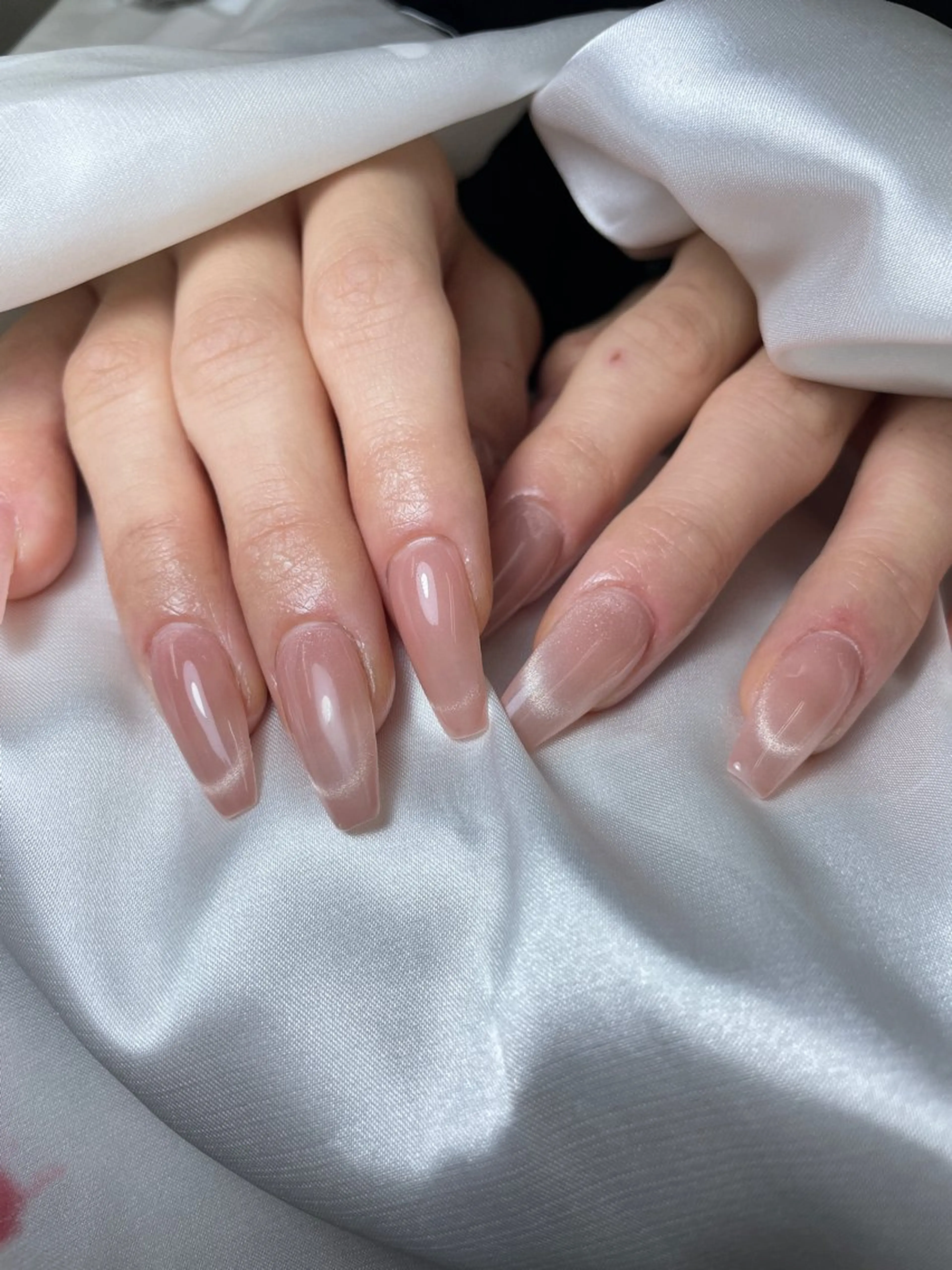 ネイル ブラウン チークネイル 桜ネイル 長さ出し フットネイル YURI NAILのネイルデザイン