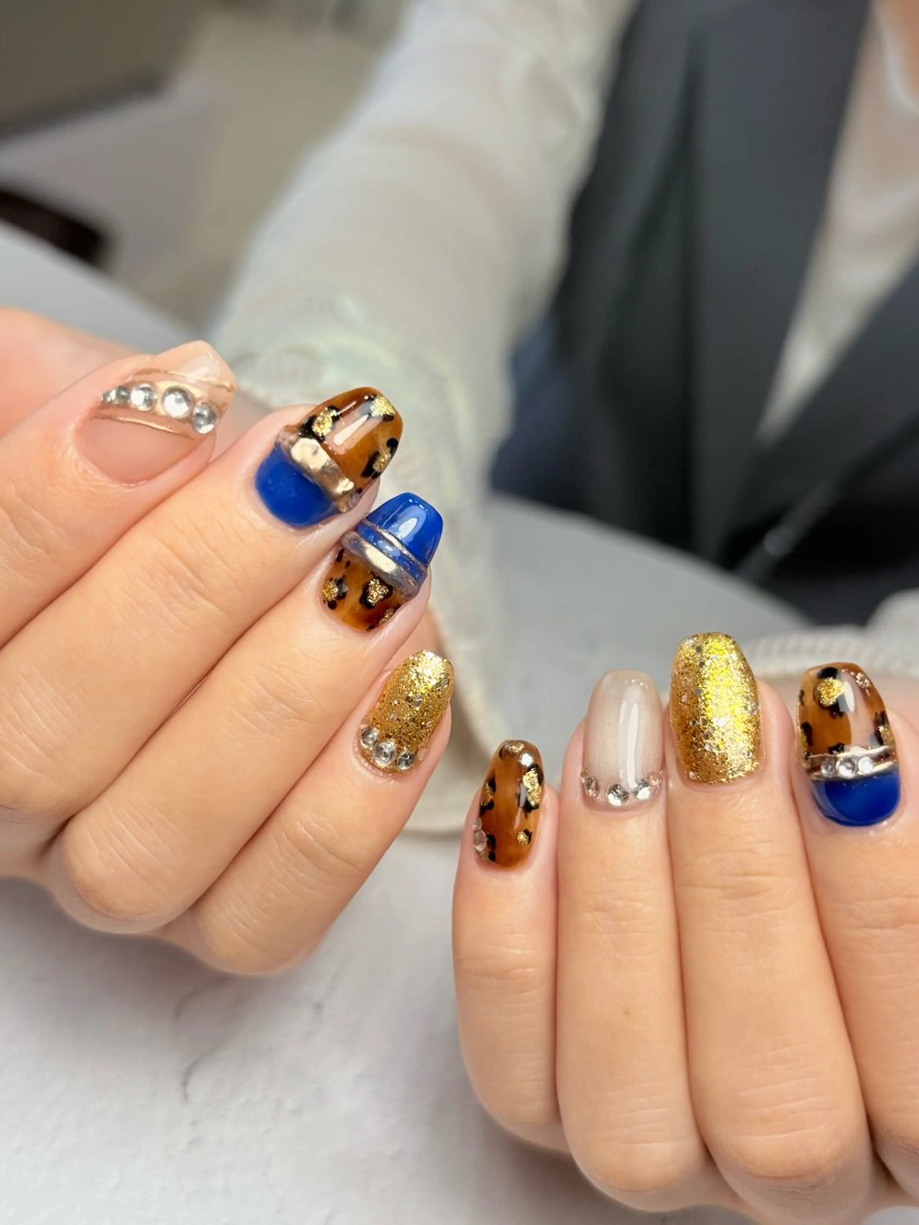 ネイル アニマル柄 べっ甲ネイル ミラーネイル Natuleaナチュリア所属・深爪矯正自爪育成専門 natuleaのネイルデザイン