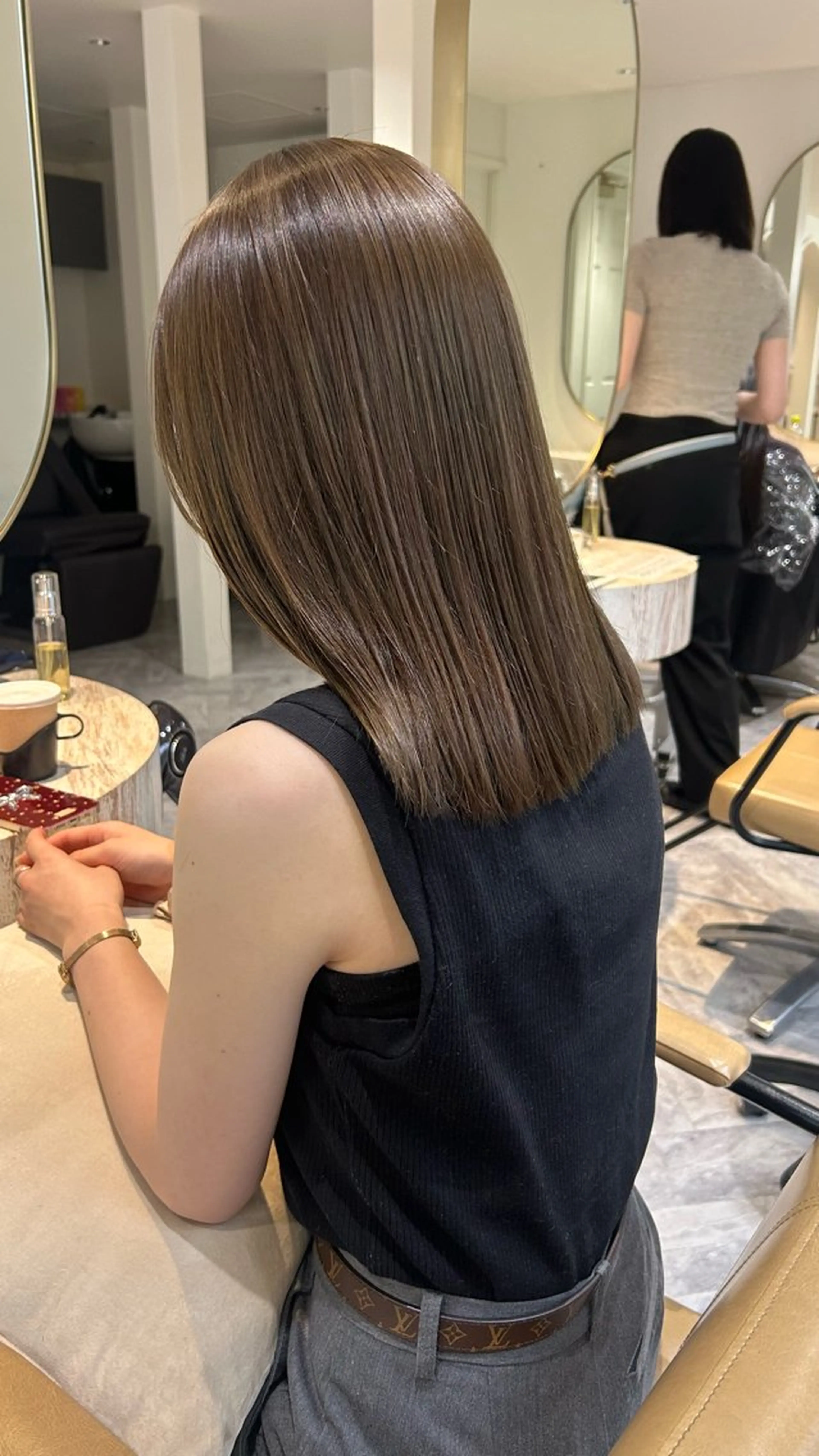 ミディアム カラー カット ヘアカラー トリートメント じゅわっと暖色カラー 🍊Moemiのヘアスタイル