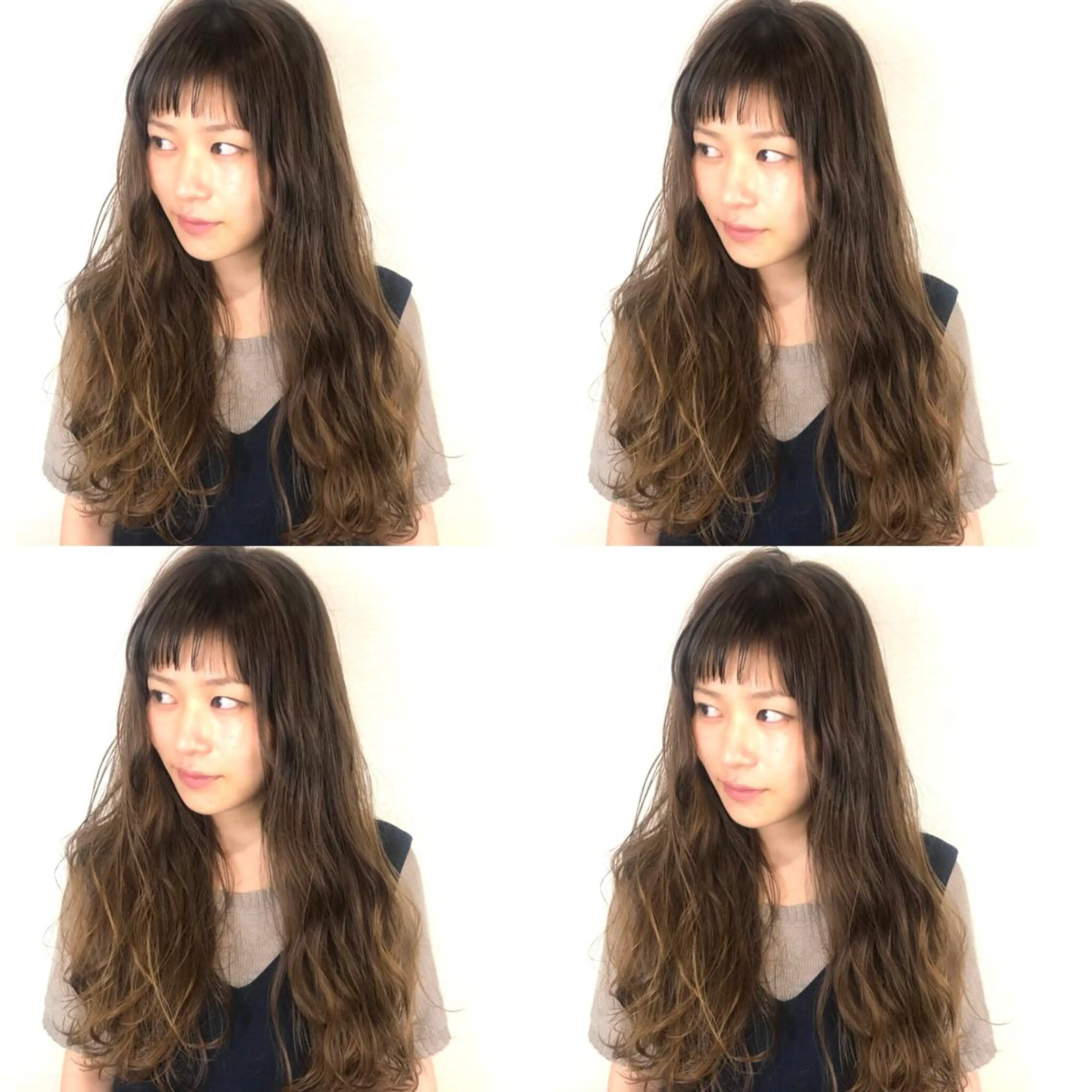 ロング カラー ベージュカラー グラデーションカラー シアーベージュ 韓国レイヤーカット/ ダブルカラーのヘアスタイル