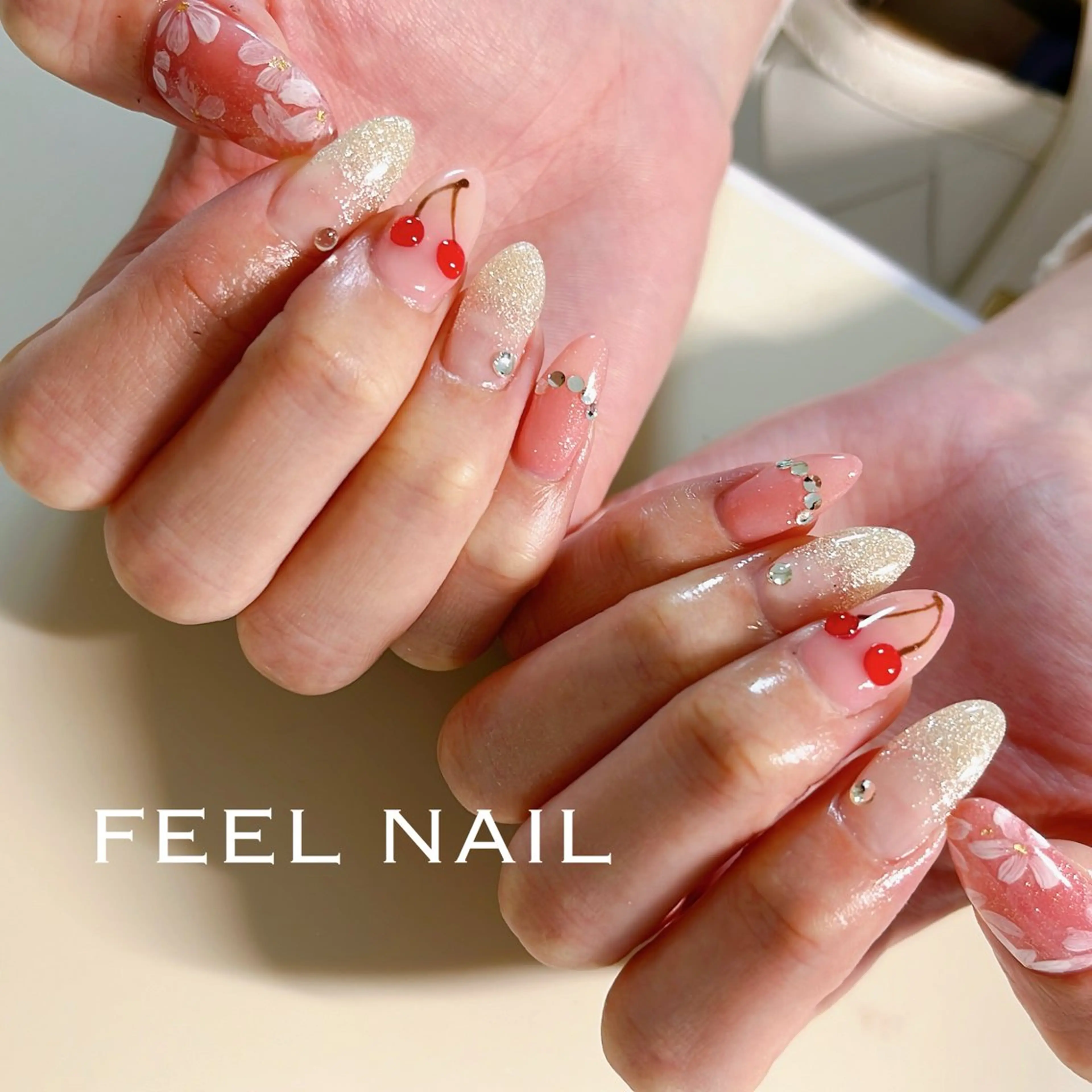 ネイル 桜ネイル 持ち込み 春ネイル 秋好 悠のネイルデザイン