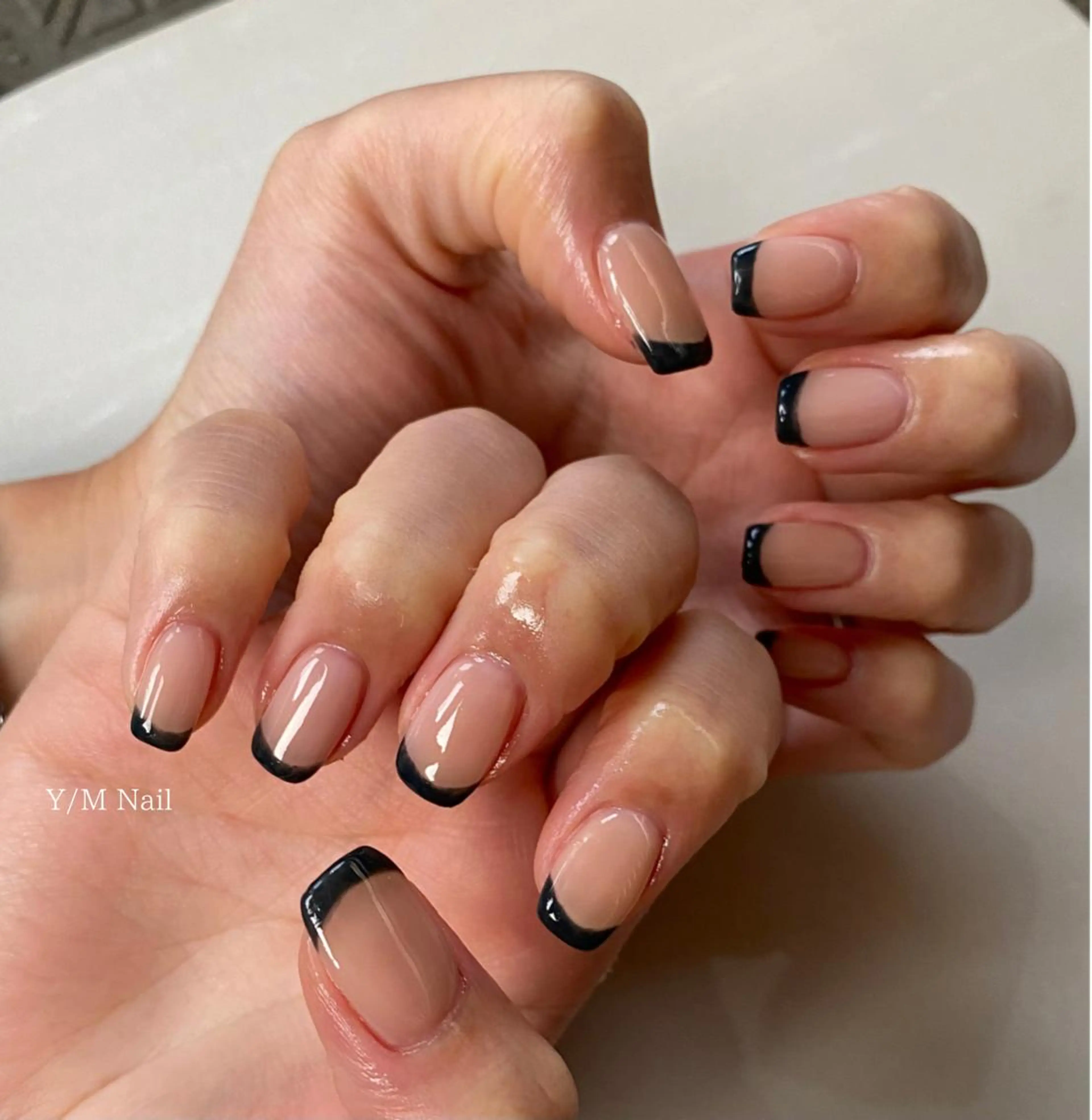 ネイル フレンチネイル ネイビー KIM JAERYEONGのネイルデザイン