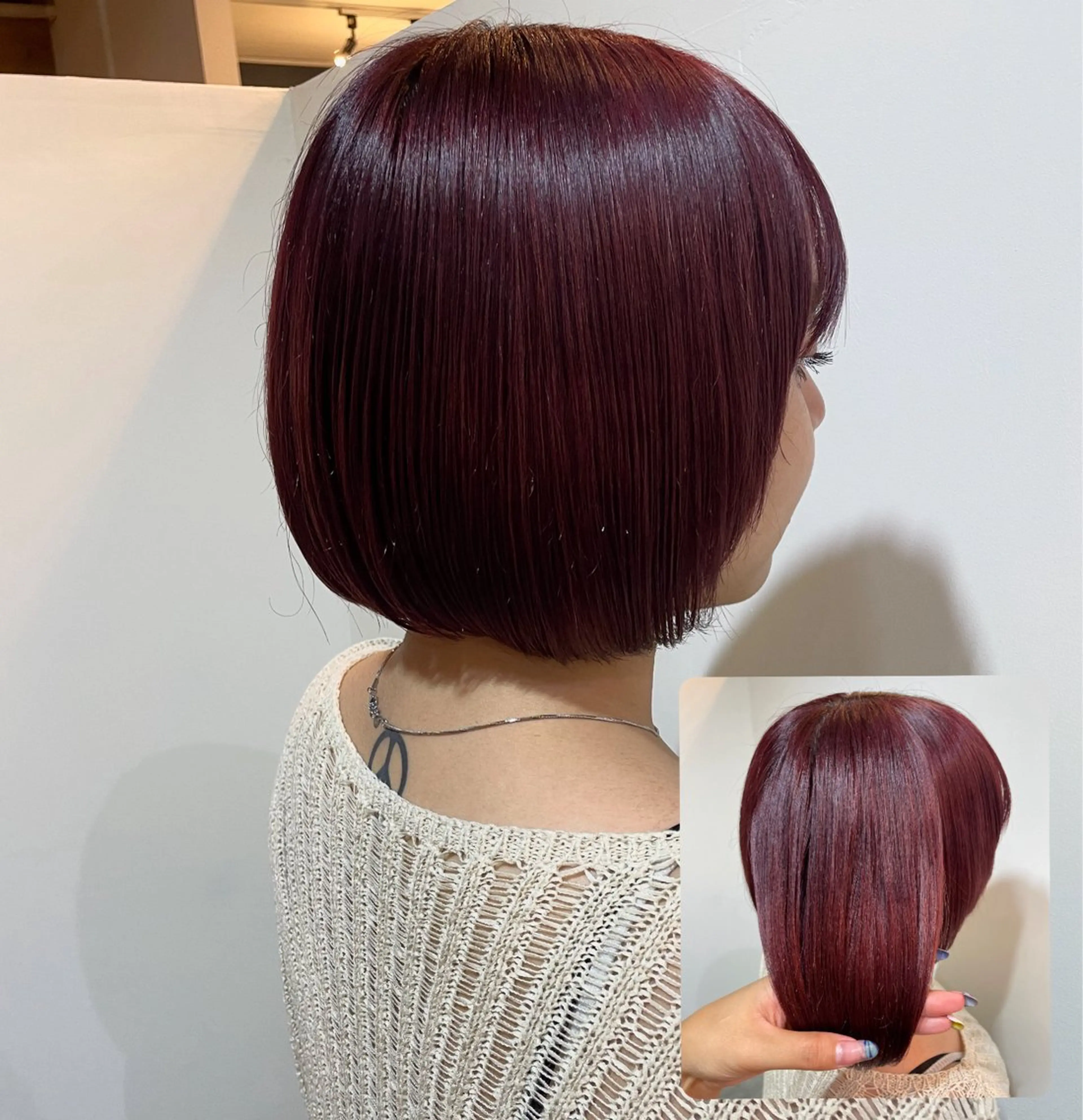 ショート カラー ブリーチ ボルドーカラー 艶カラー/ハイトーン Anjuのヘアスタイル