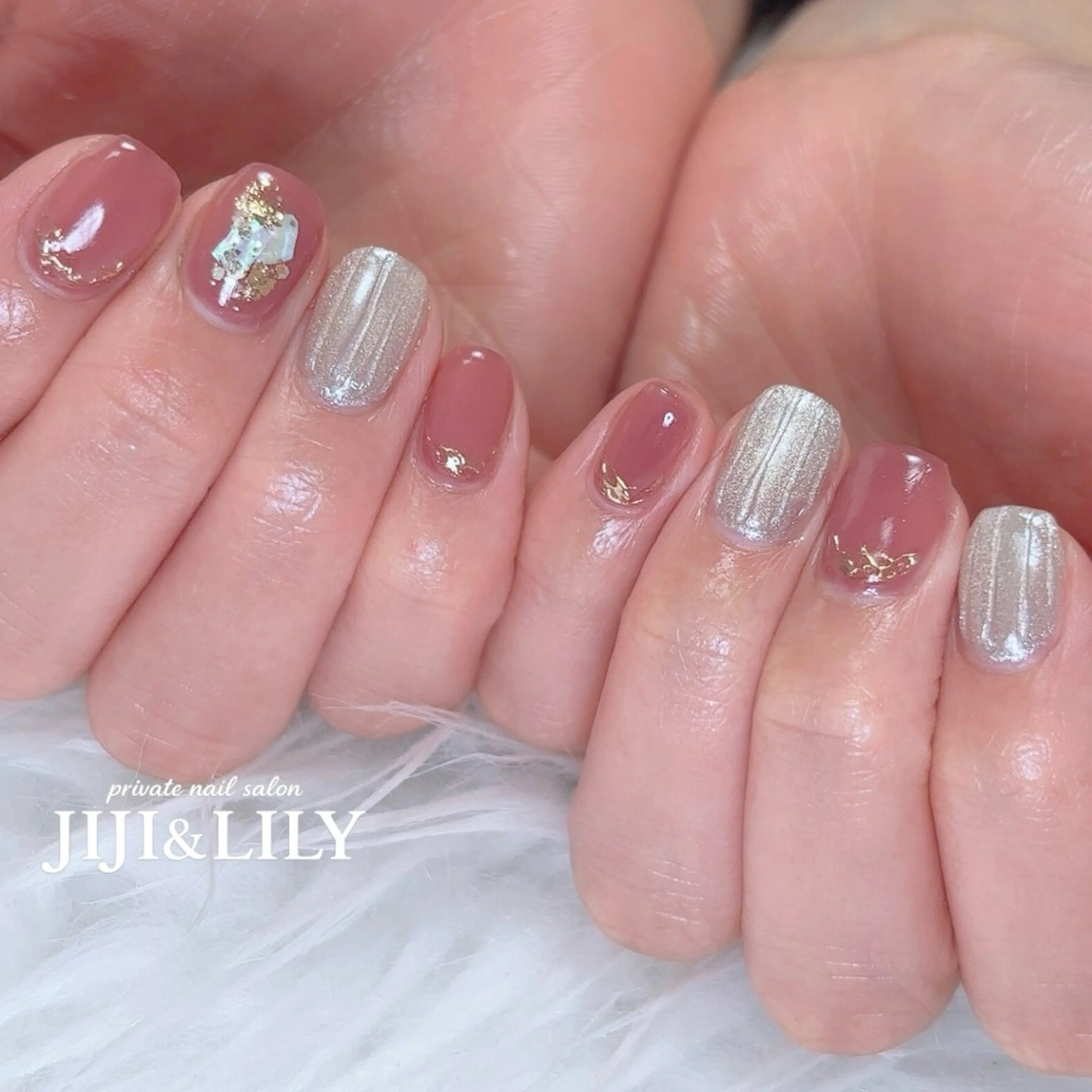 ネイル マグネットネイル ニュアンスネイル オフィスネイル ピンク ハンドネイル 豊田 圭子のネイルデザイン