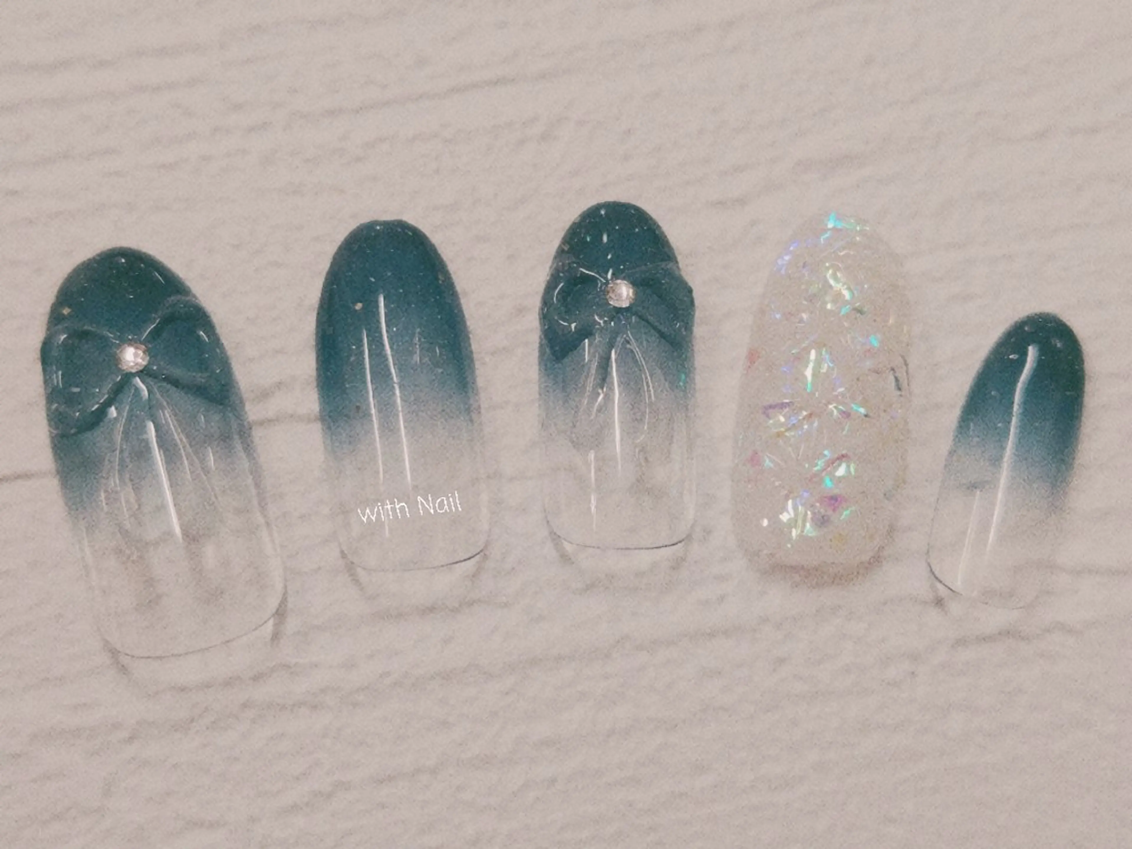 ネイル クリアネイル リボン ハンドネイル with Nail ナガヤのネイルデザイン