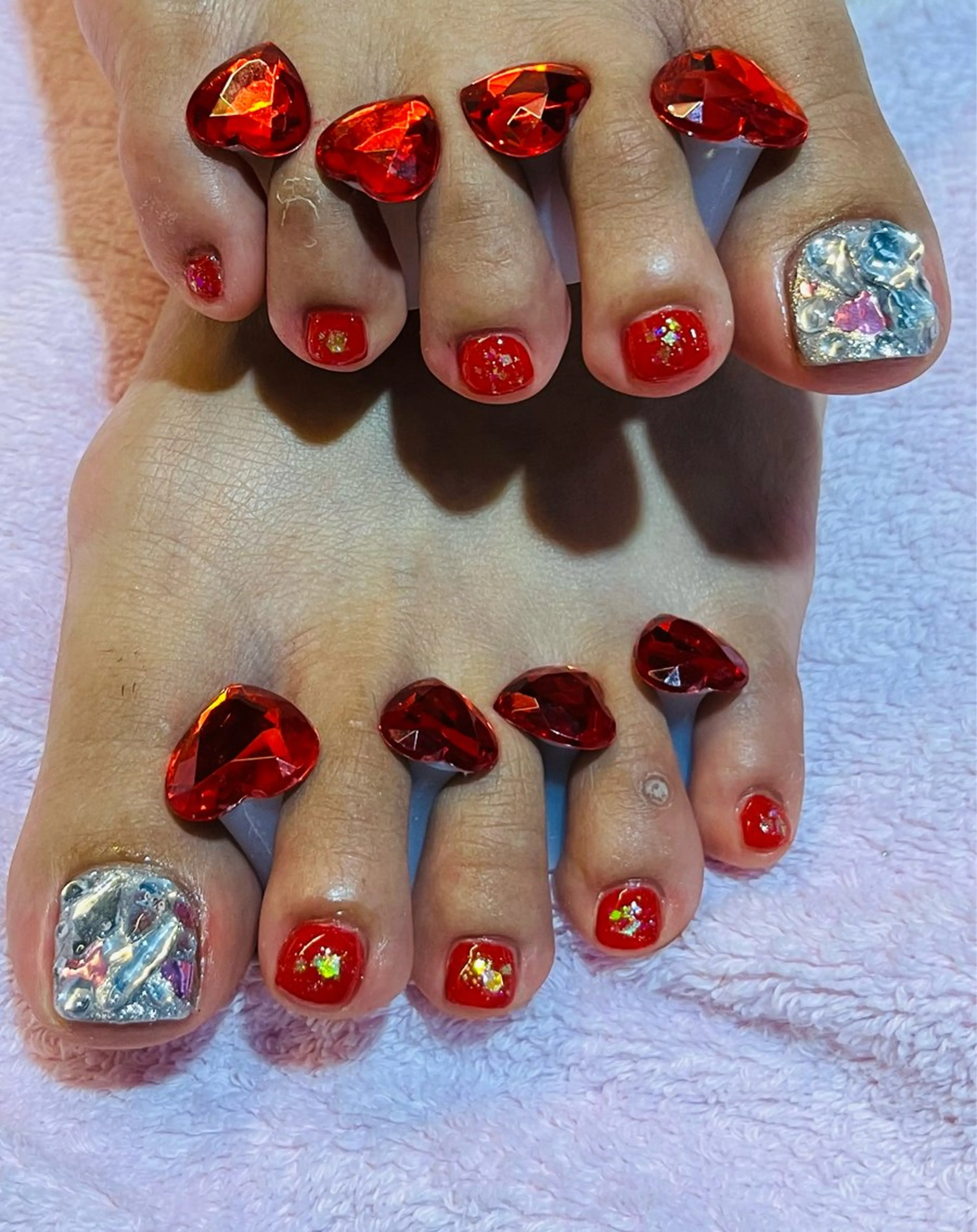 ❤️‍🔥当日予約限定❤️‍🔥🦶フット★大人気❤️💗ストーン埋め尽くしデザインの写真