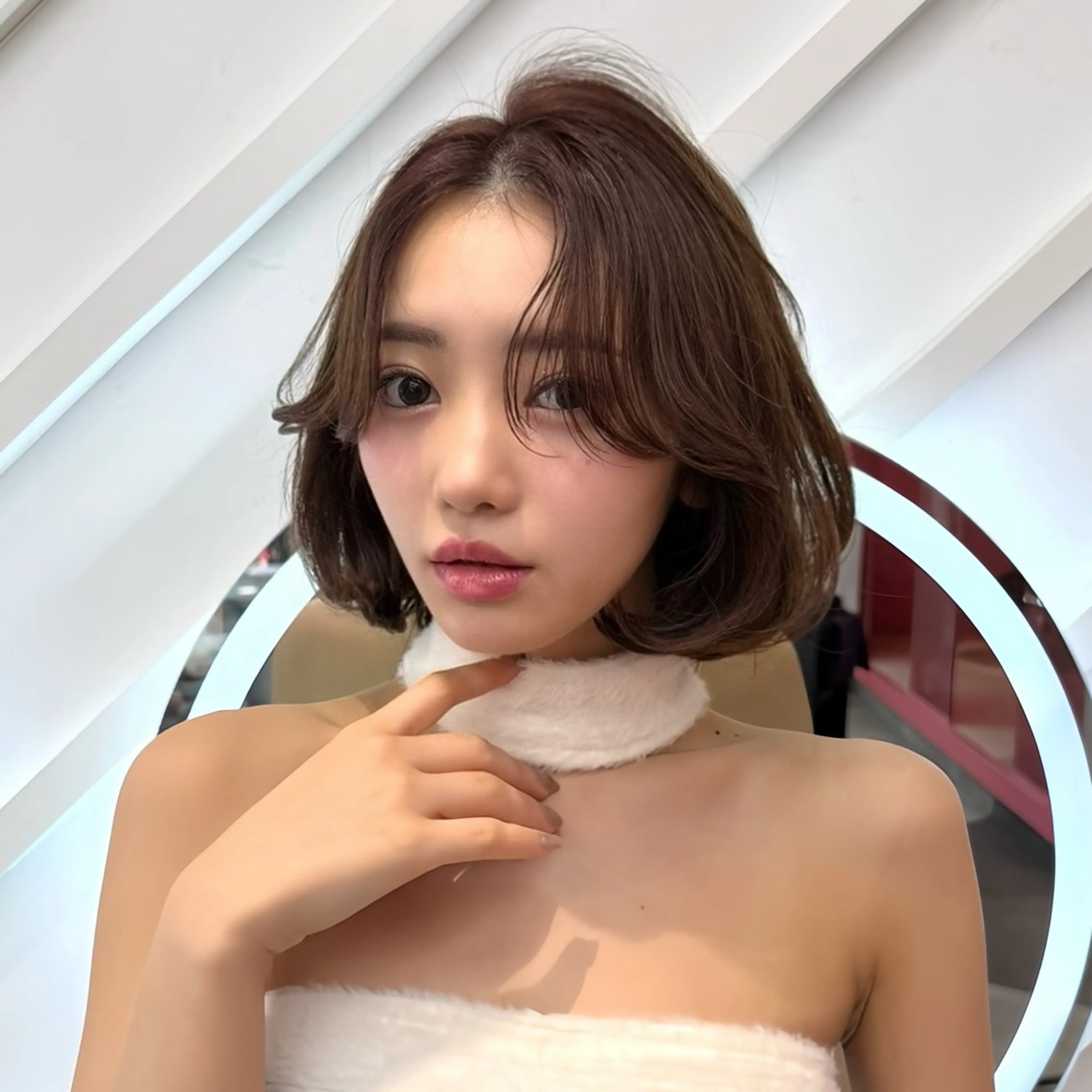 ショート カラー 山崎/ボブ縮毛矯正 レイヤー髪質改善のヘアスタイル