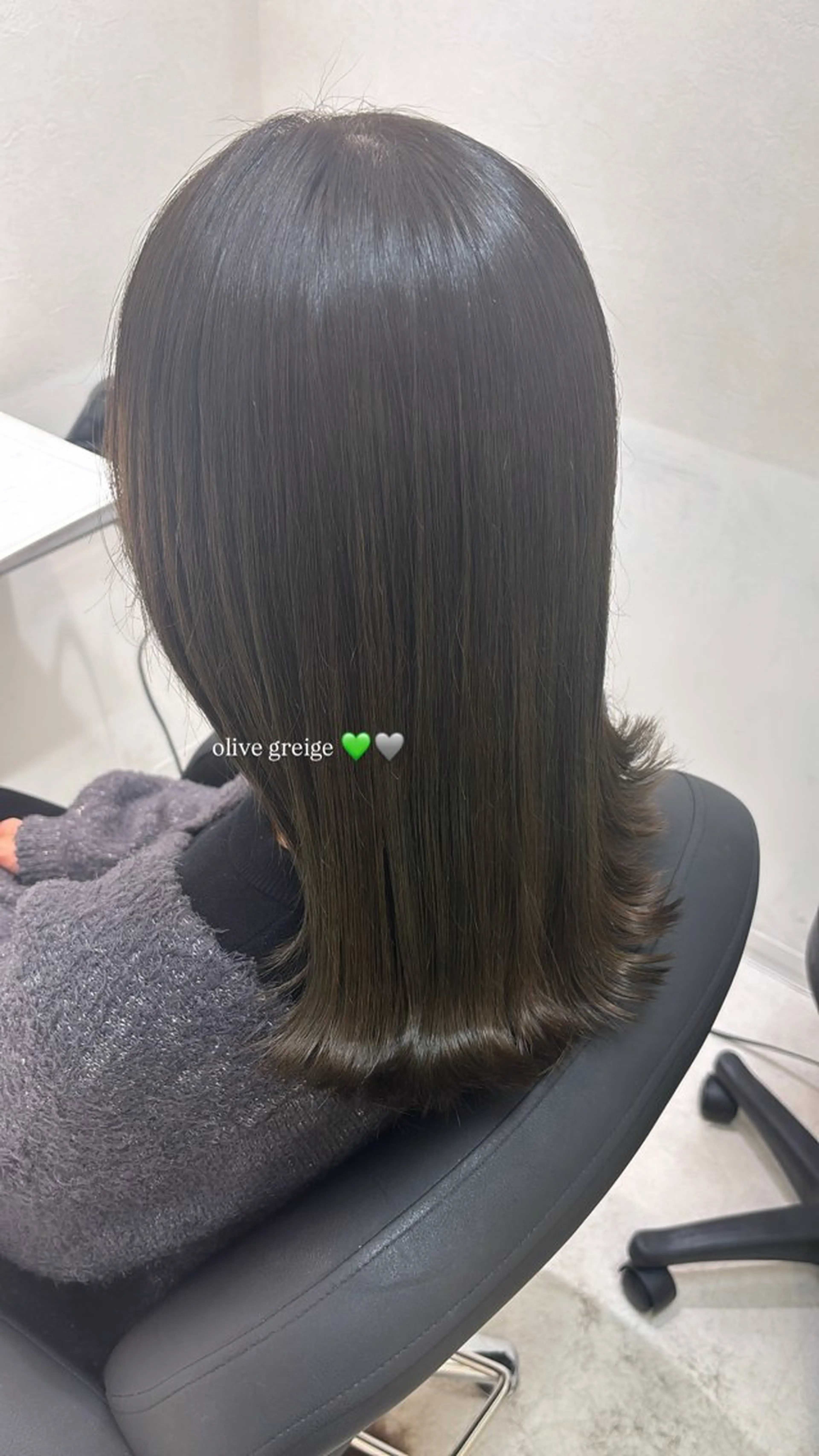 セミロング カラー 透明感カラー グレージュ オリーブグレージュ オリーブグレー ボブ/顔周りレイヤー asuka🫧のヘアスタイル