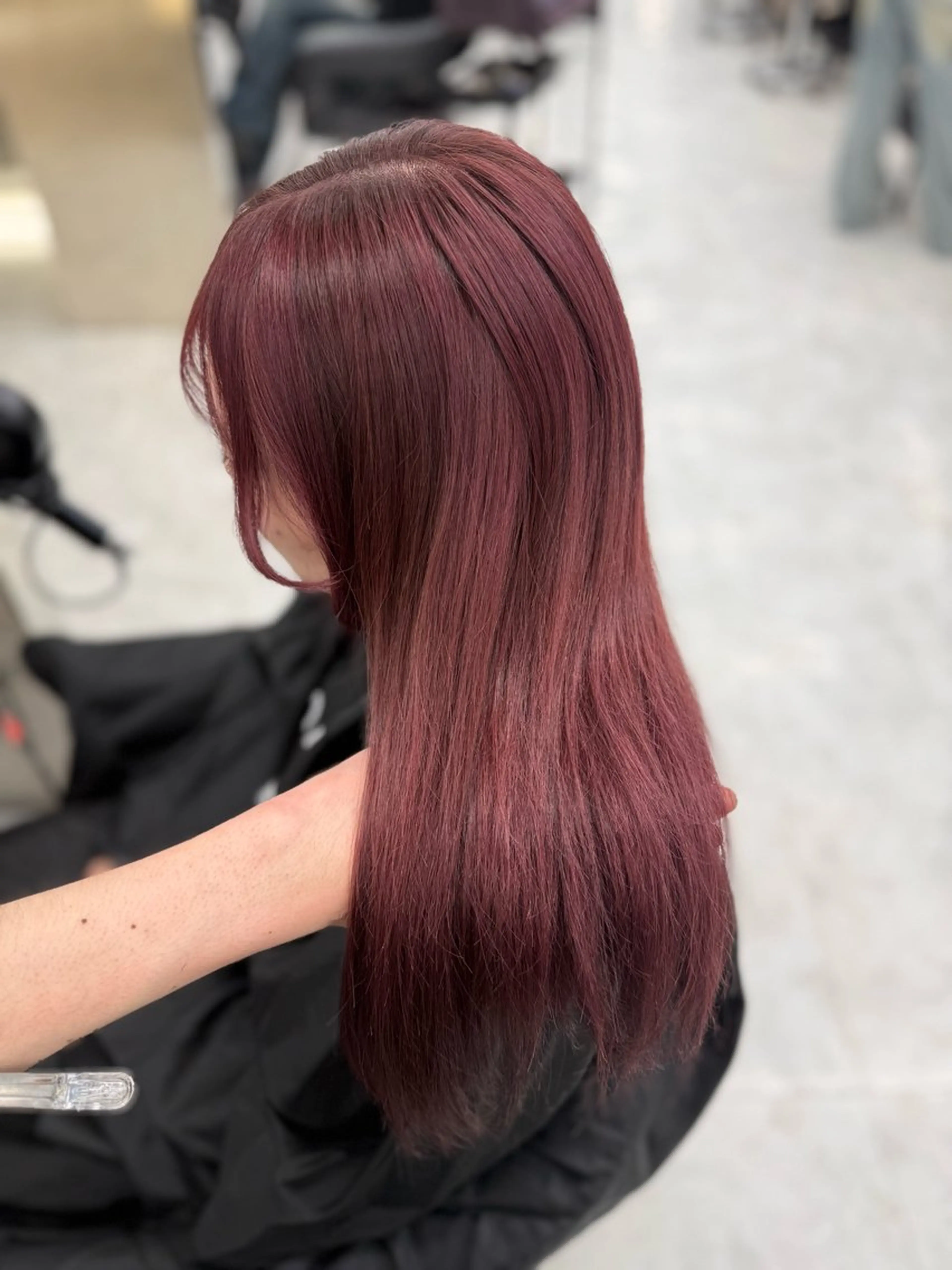 セミロング カラー ヘアアレンジ ケアカラー ヘアカラー ヘッドスパ ヘアセット 中韓🇰🇷暖色/ ワインレッド/らいるのヘアスタイル