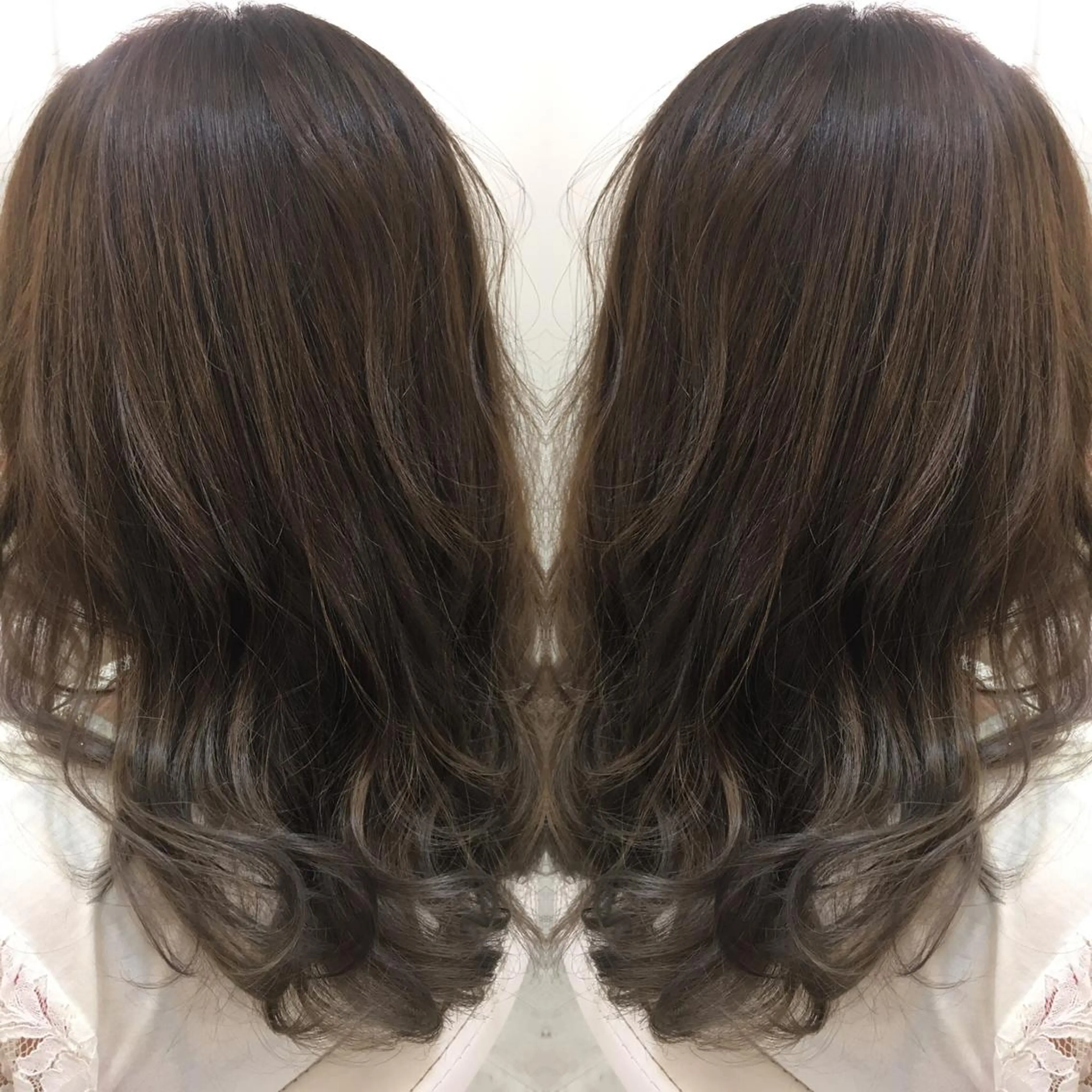 セミロング ロング カラー アッシュ グラデーションカラー 髪質改善 中川　翔のヘアスタイル