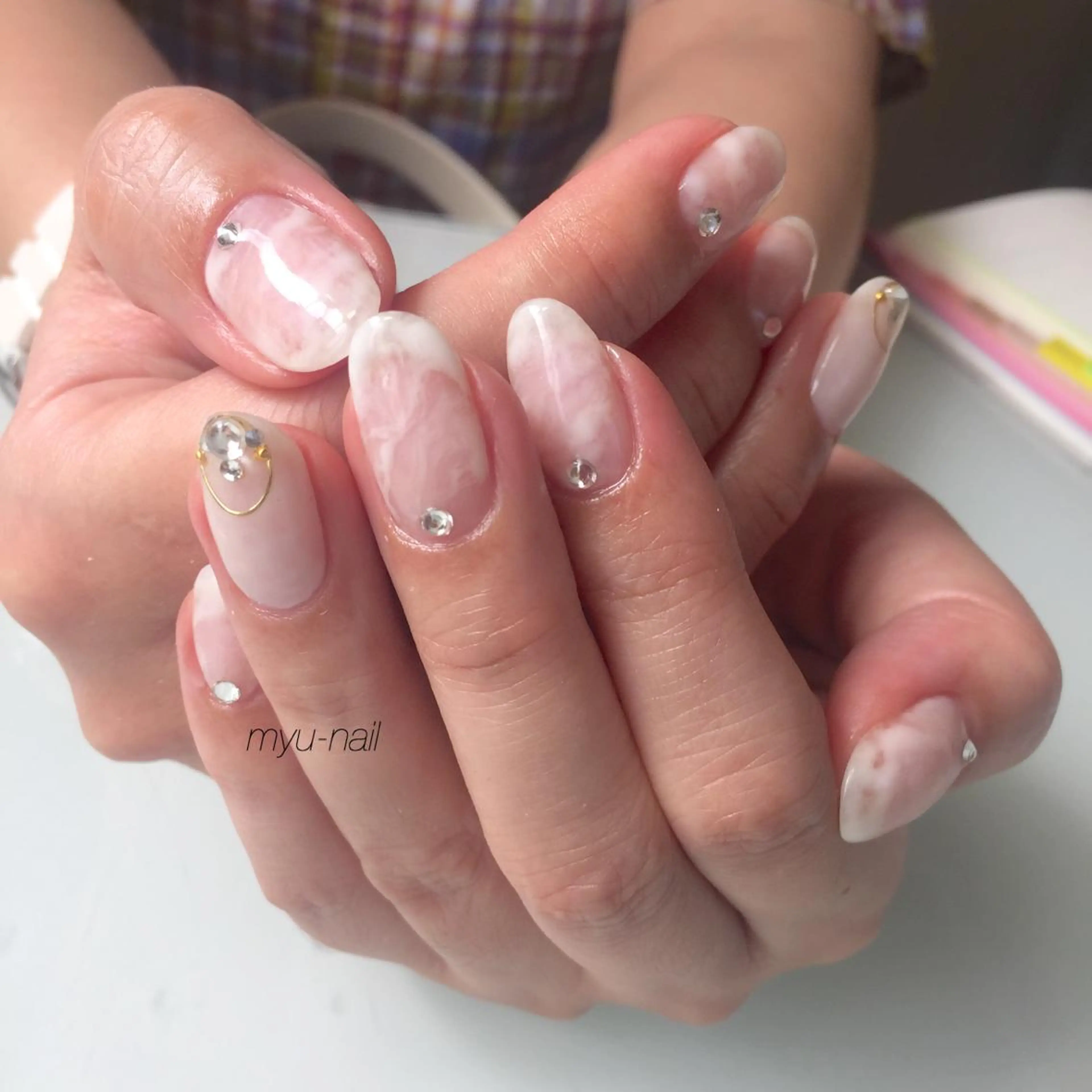 ネイル アートネイル クリアネイル 大理石ネイル(マーブル) ホームサロン myu-nailのネイルデザイン