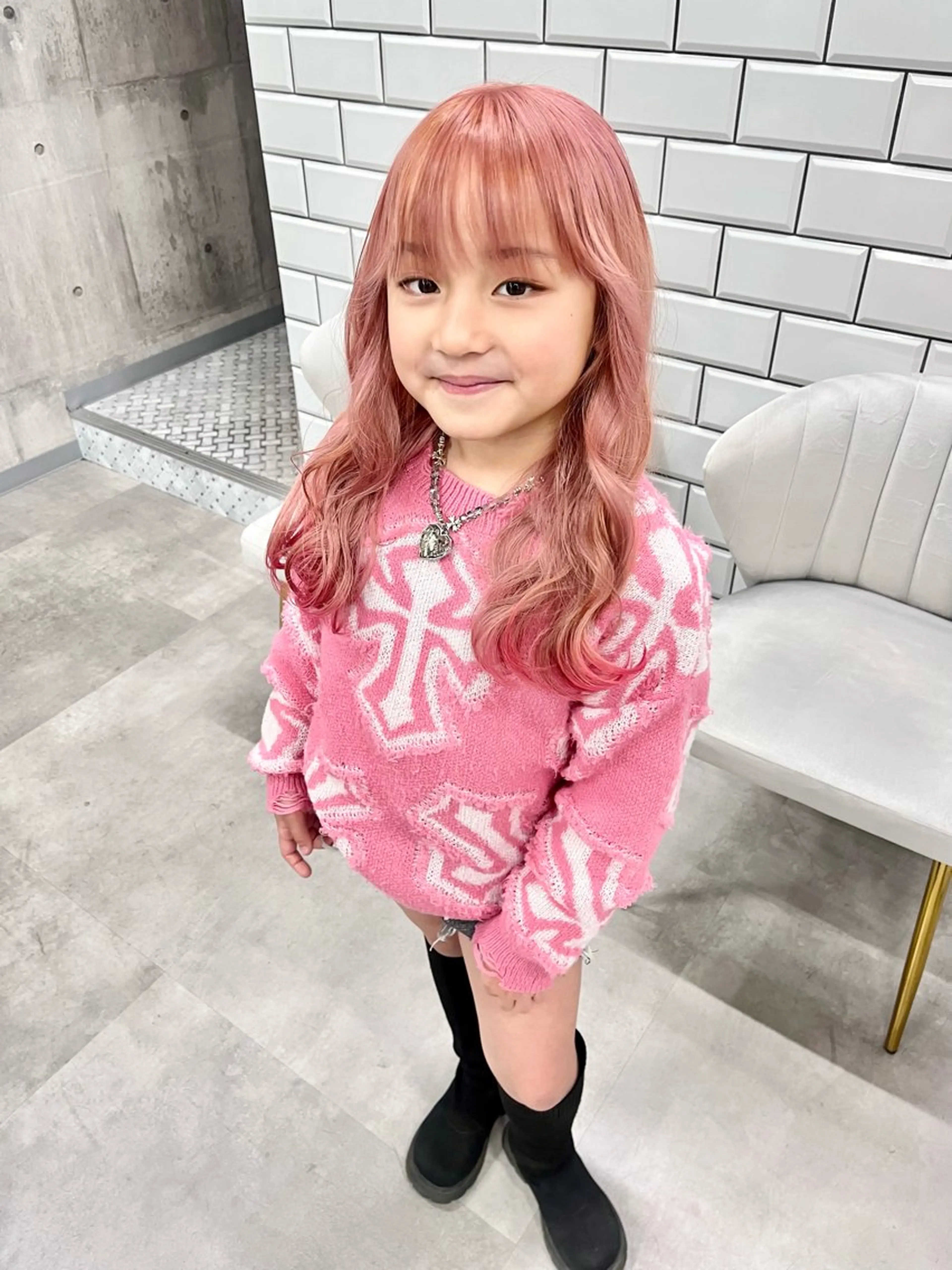 ロング カラー キッズ カット ヘアカラー トリートメント ヘアセット newi赤羽 HINATAのヘアスタイル