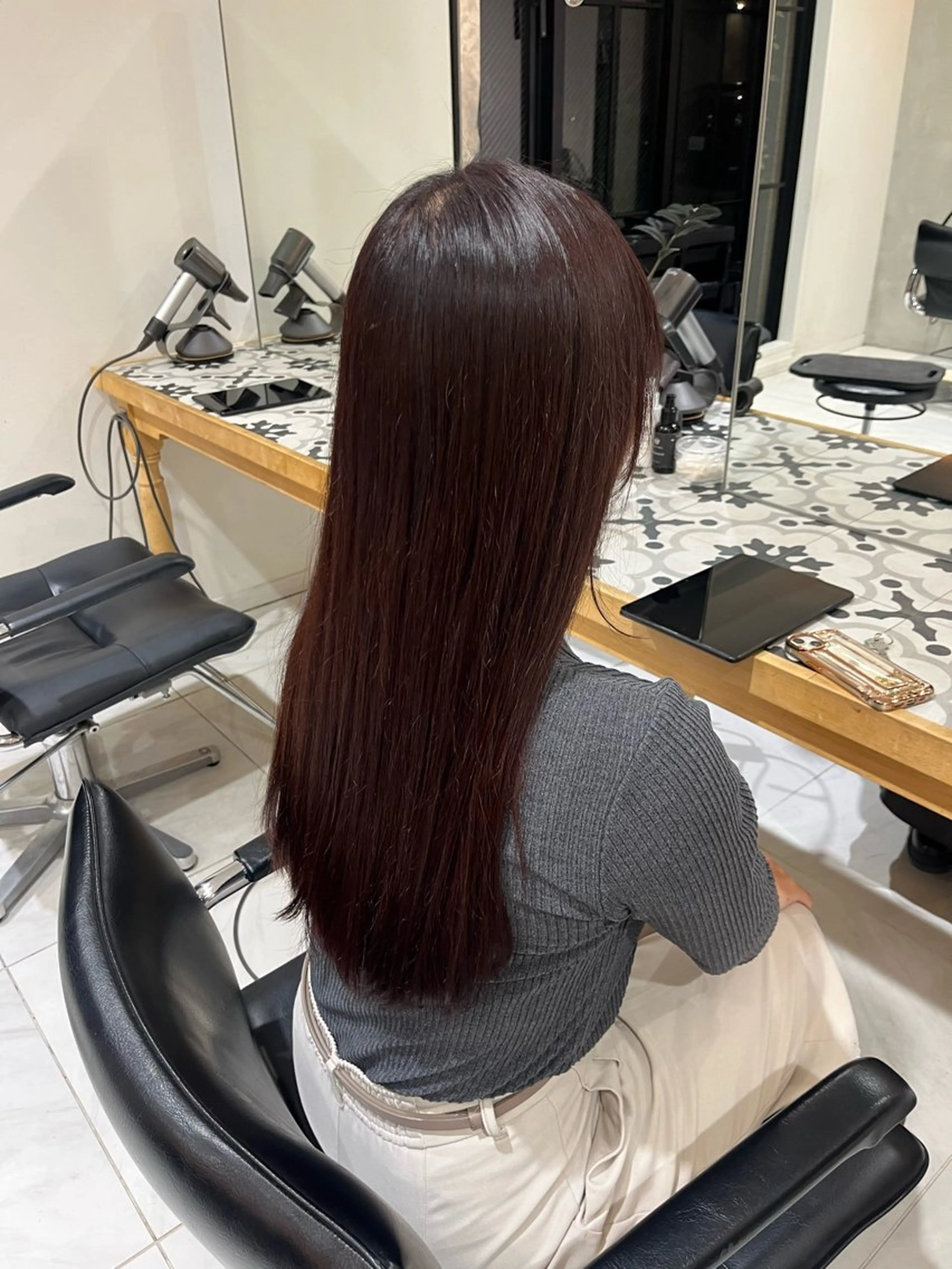 ロング カラー ブラウンカラー ピンクカラー ピンクブラウン カット ヘアカラー トリートメント ナミ🩶暗髪/暖色 ❤️/透明感/縮毛のヘアスタイル