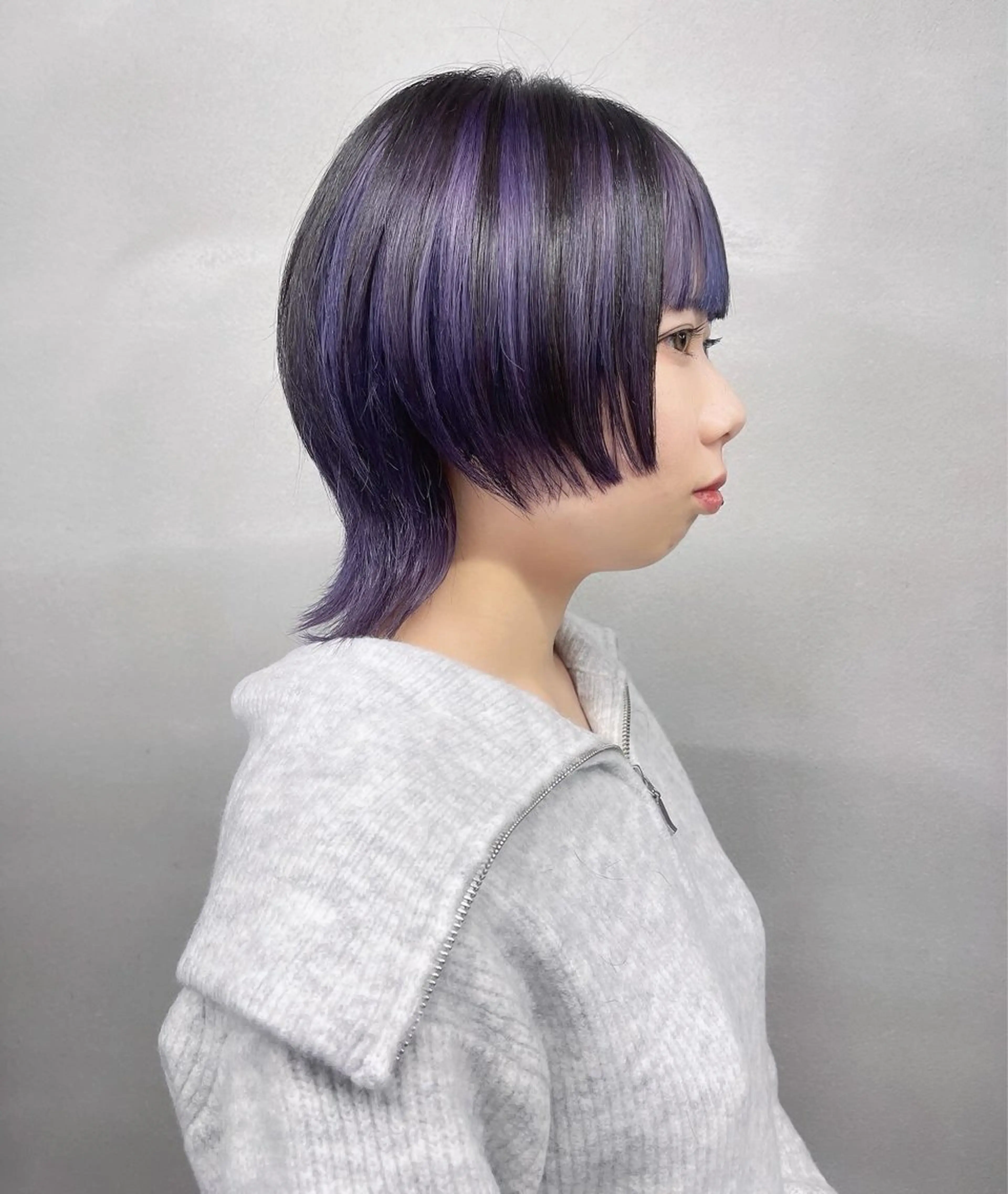 ショート パープルカラー ショートヘア ウルフカット カット ヘアカラー 柏 ウルフ/レイヤー 田中佐和🐺のヘアスタイル