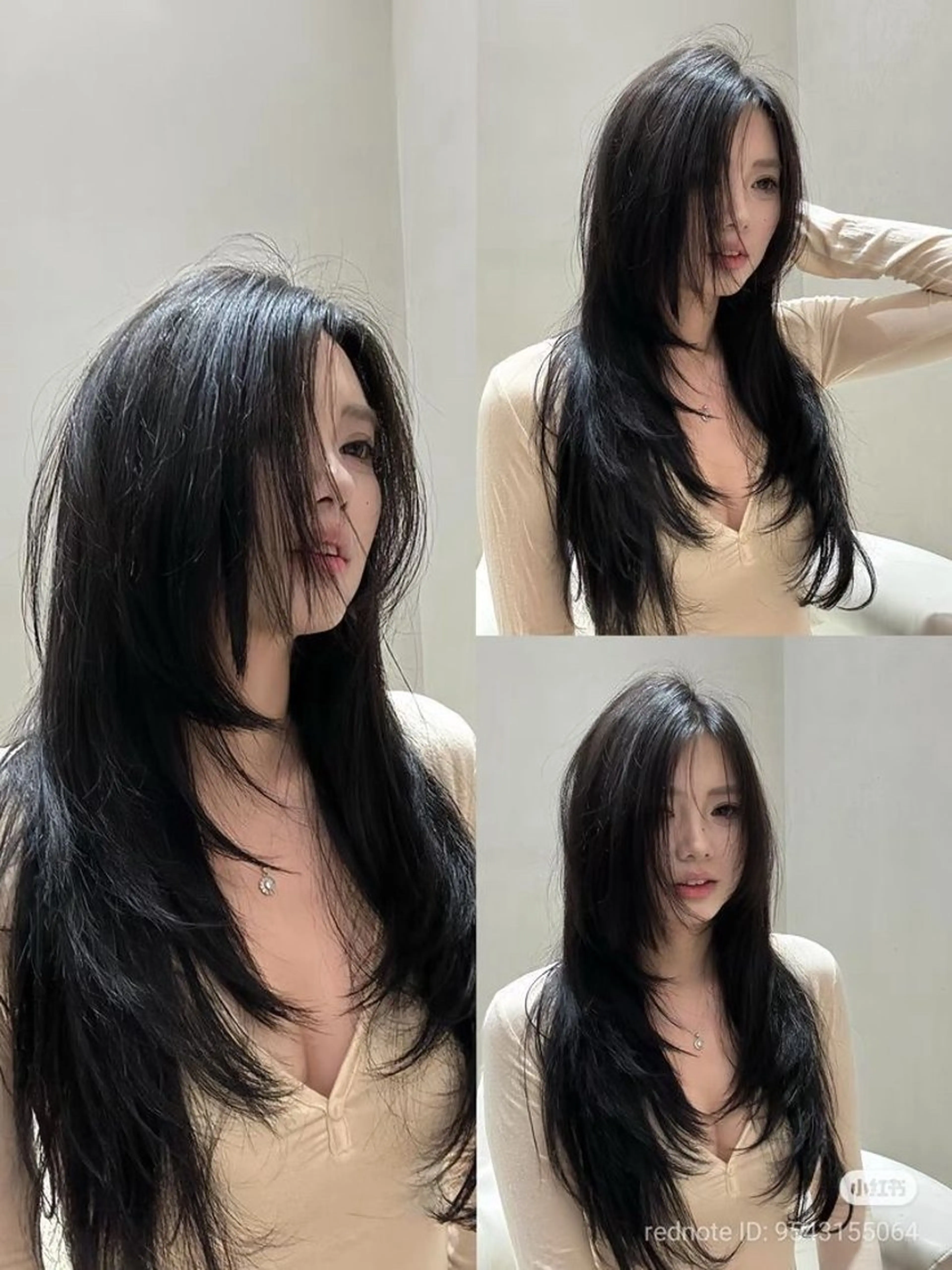 ロング カラー ヘアアレンジ 韓国風ヘア レイヤーカット ワンホンヘア yoko/レイヤー /小顔ボブ／艶カラーのヘアスタイル