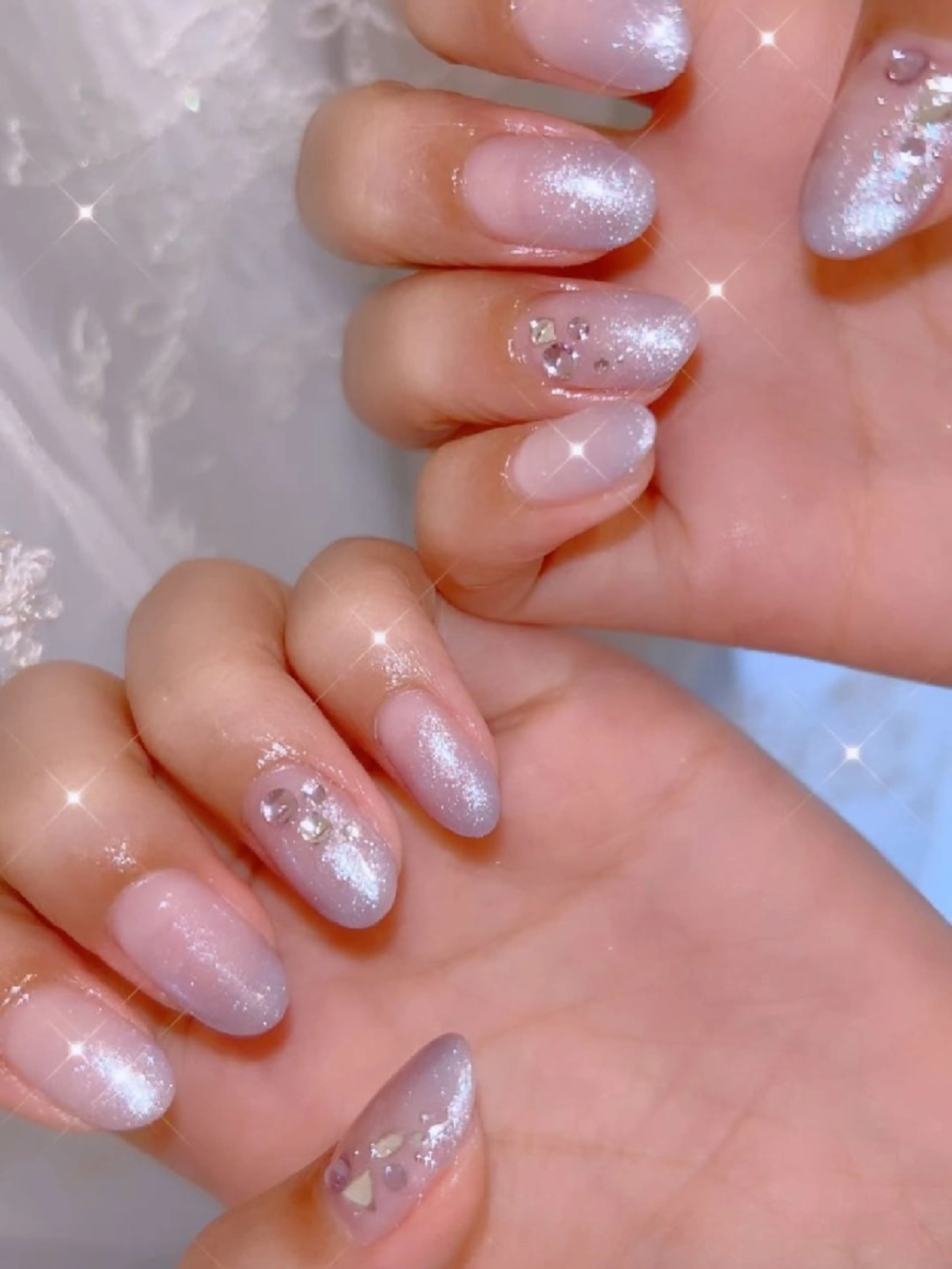 ネイル 長さ出し ジェルネイル 韓国ネイル マグネットネイル ニュアンスネイル ハンドネイル I LOVE ME  NAIL.｡.:*♡のネイルデザイン