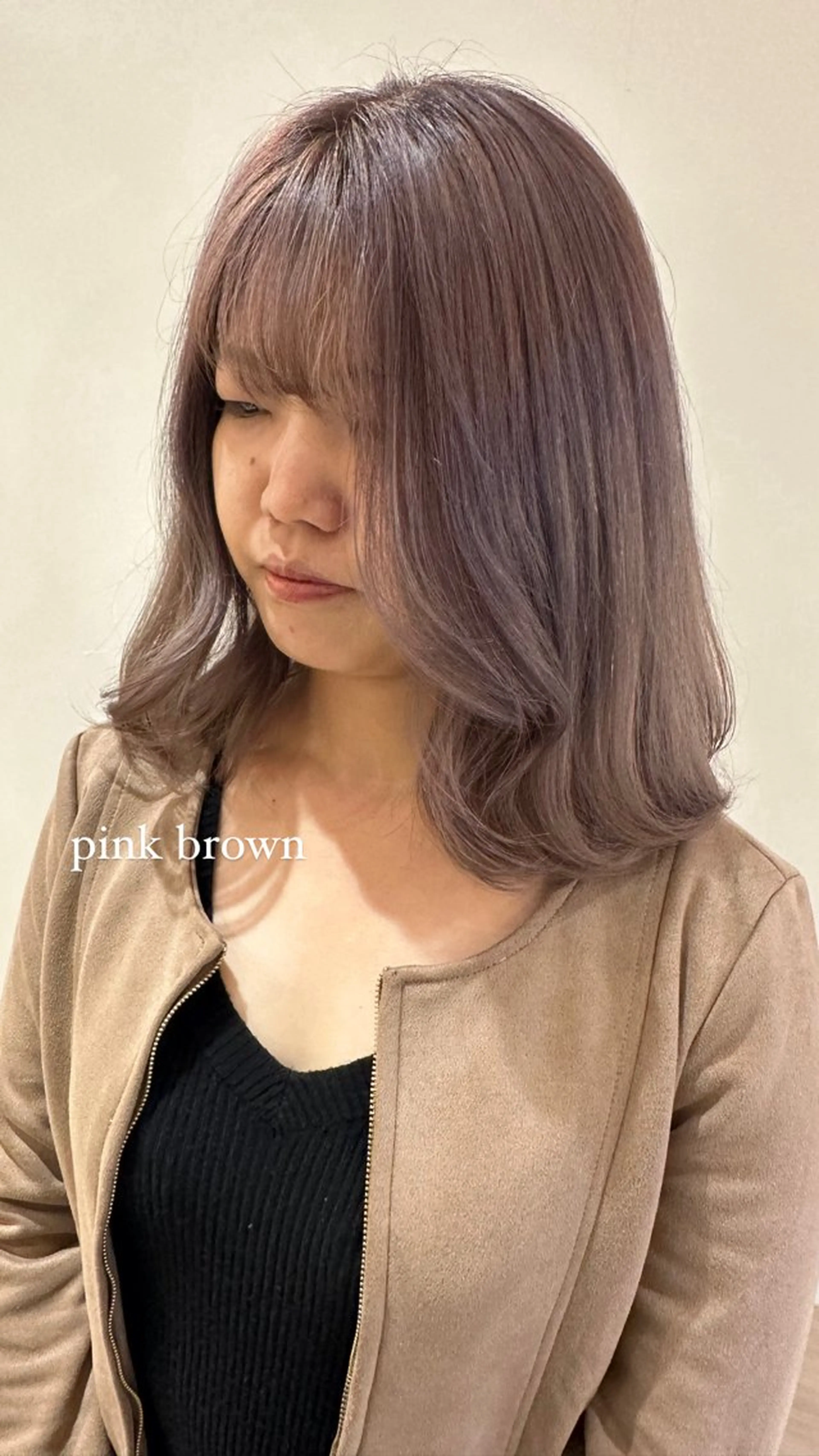 セミロング カラー ブラウンカラー ピンクカラー ピンクブラウン GO TODAY SHAiRE SALON所属・天野 瑠真のヘアスタイル