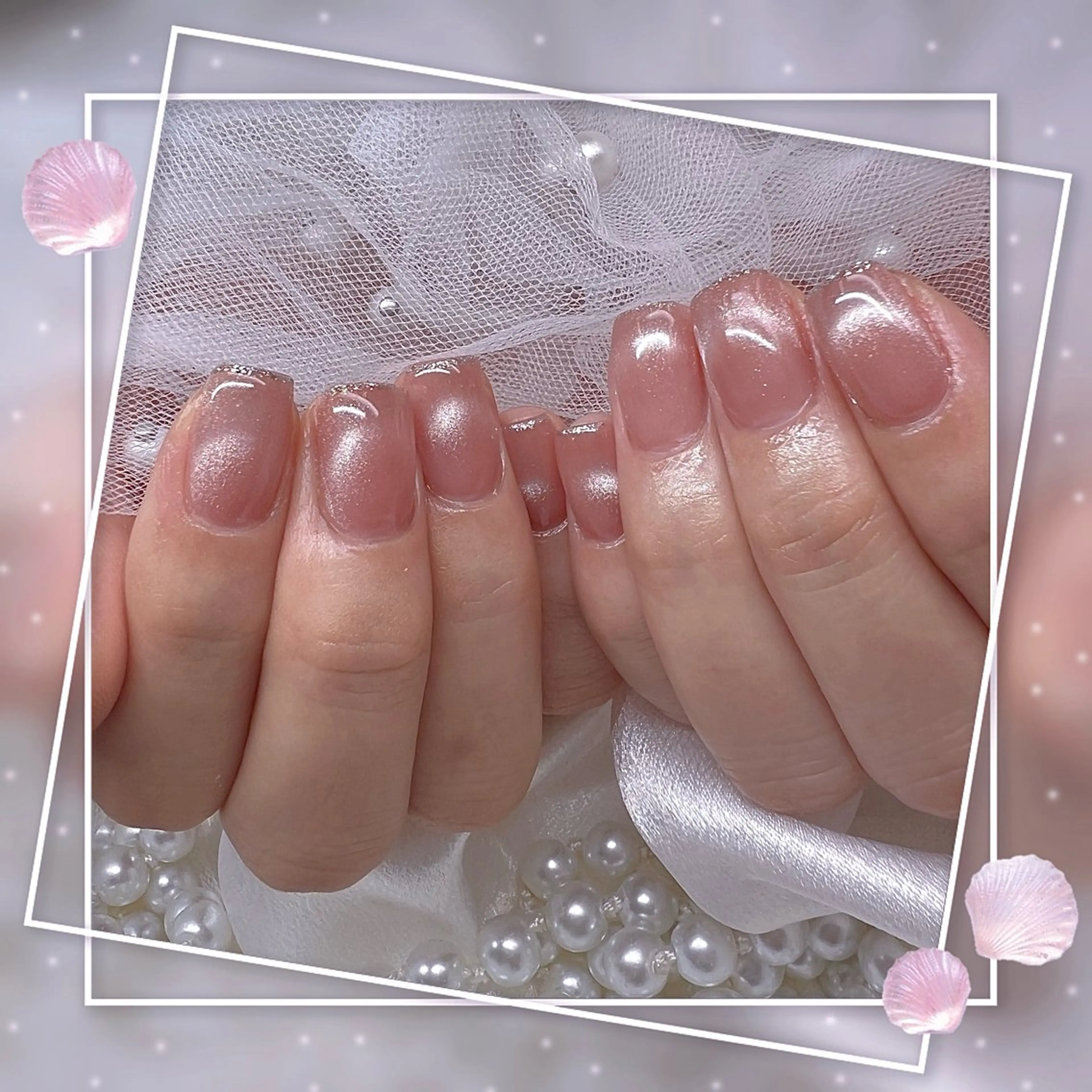 ネイル チークネイル フレンチネイル グラデーション マグネットネイル マグネットフレンチ ハンドネイル Chill Nailsalonのネイルデザイン