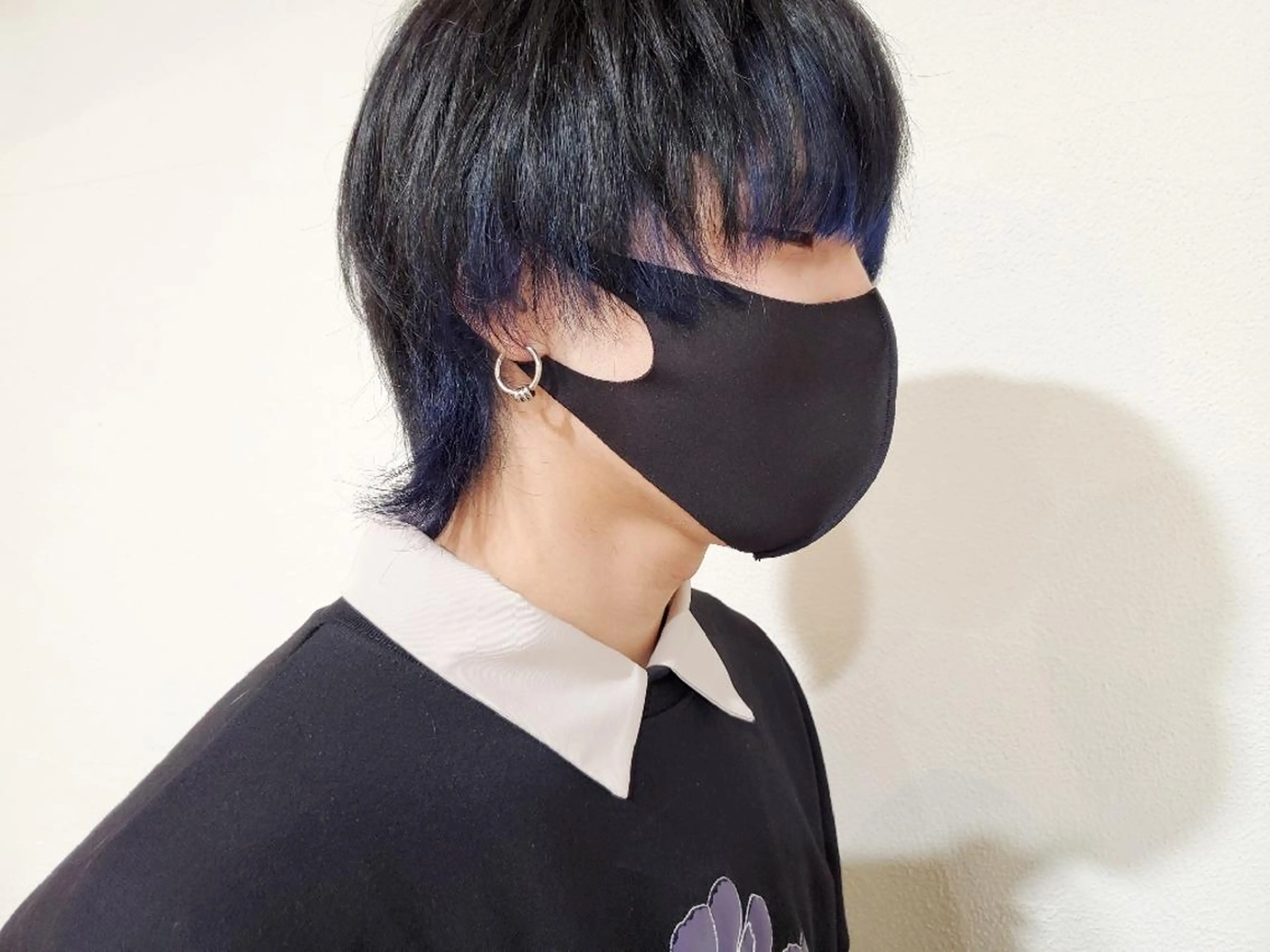 カラー メンズ メンズウルフカット ブルーカラー ネイビーカラー ウルフカット カット パ ルのヘアスタイル