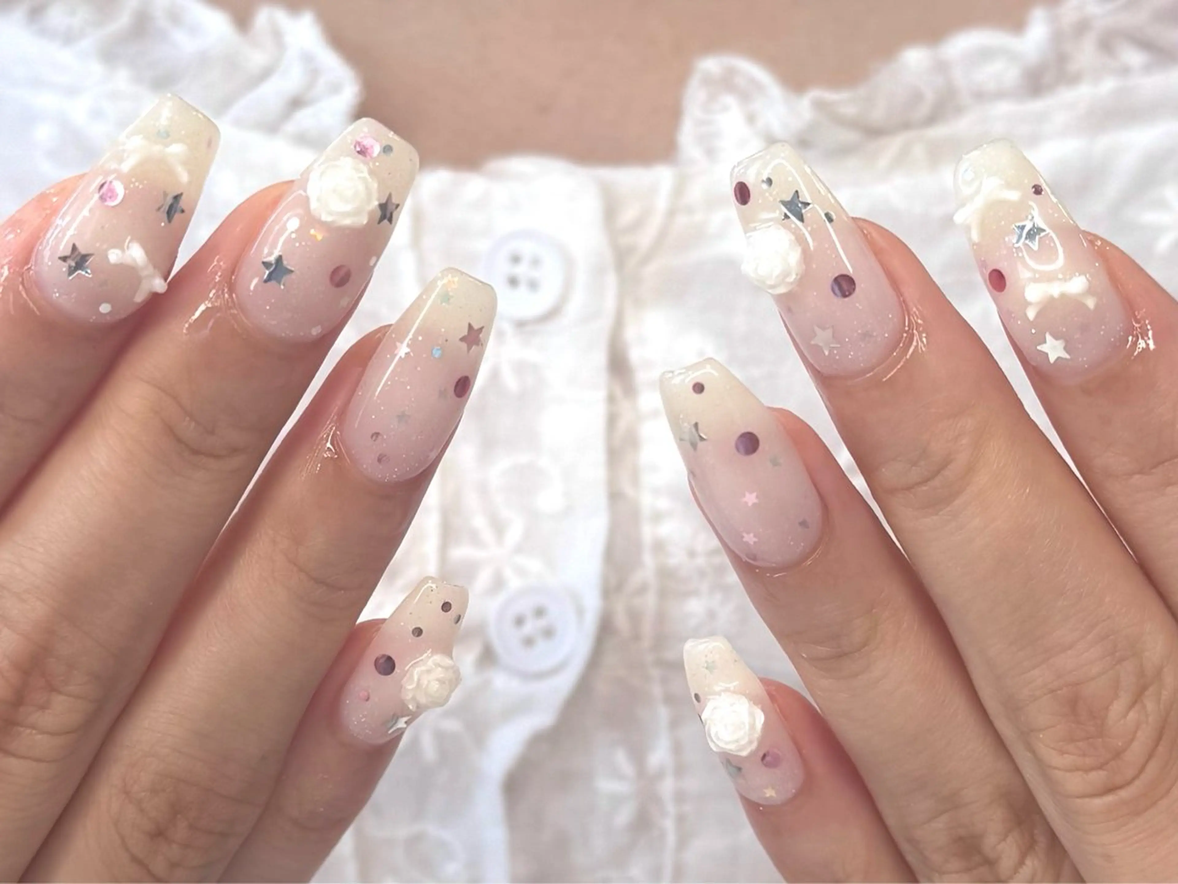 ネイル アニマル柄 ブルー ドット ジェルネイル ガーリー jouerm所属・山田 萌果のネイルデザイン