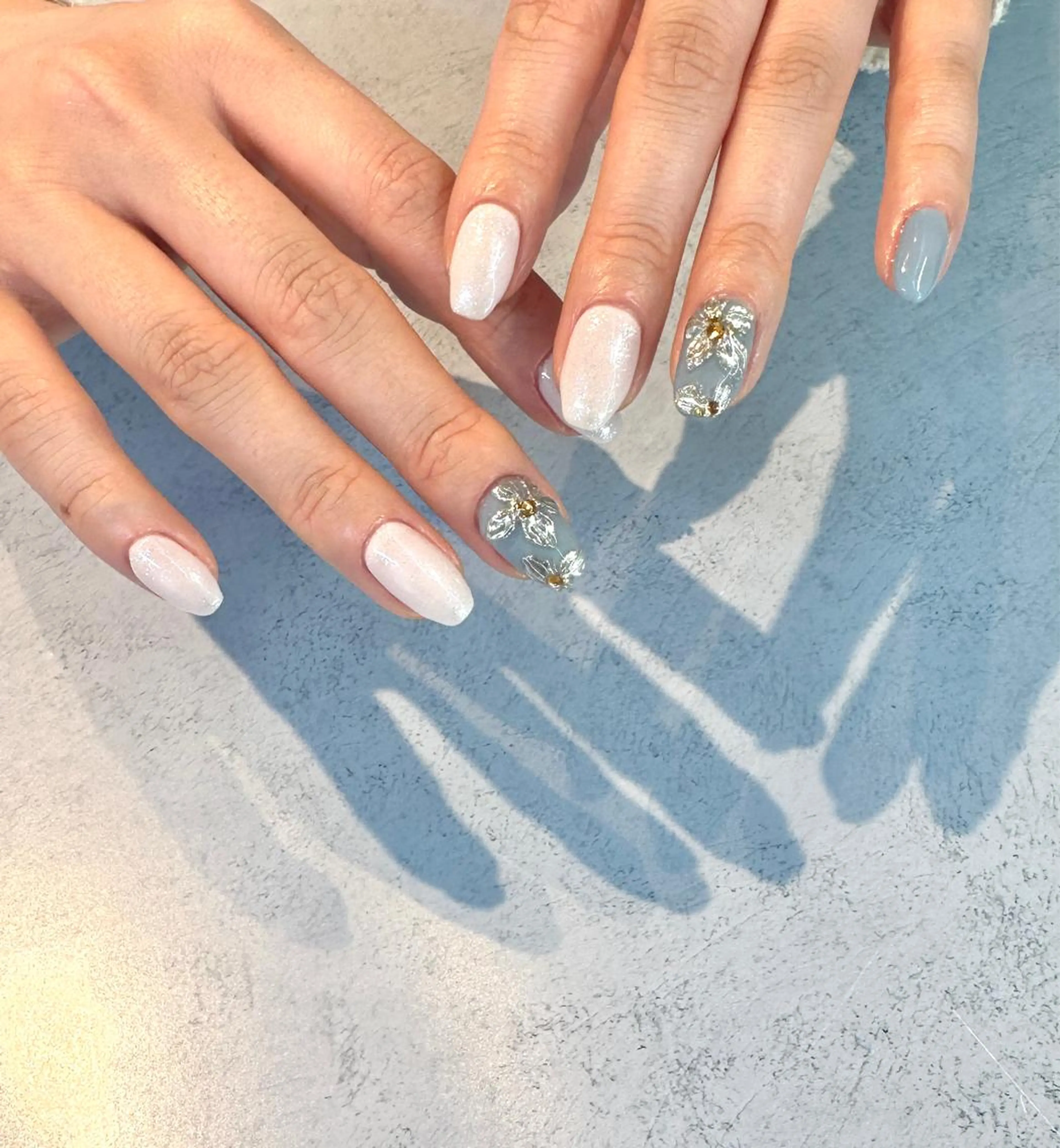 ネイル フラワーネイル ミラーネイル 持ち込み ワンカラーネイル ハンドネイル Baden Nail ﾊﾞ-ﾃﾞﾝ ﾈｲﾙのネイルデザイン