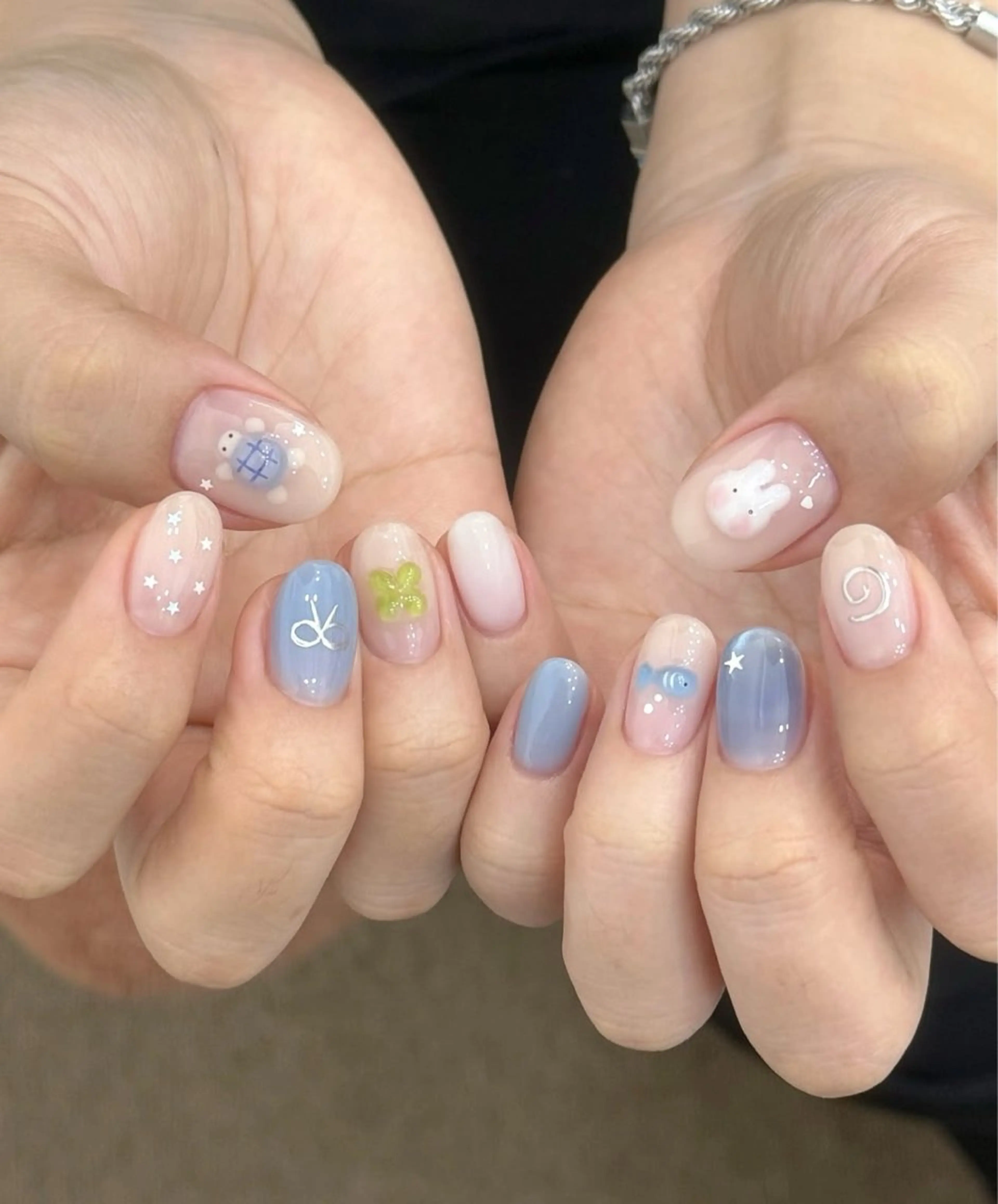 ネイル 韓国ネイル 持ち込み ニュアンスネイル ネイルチップ ハンドネイル TABI ANA.CHUOのネイルデザイン