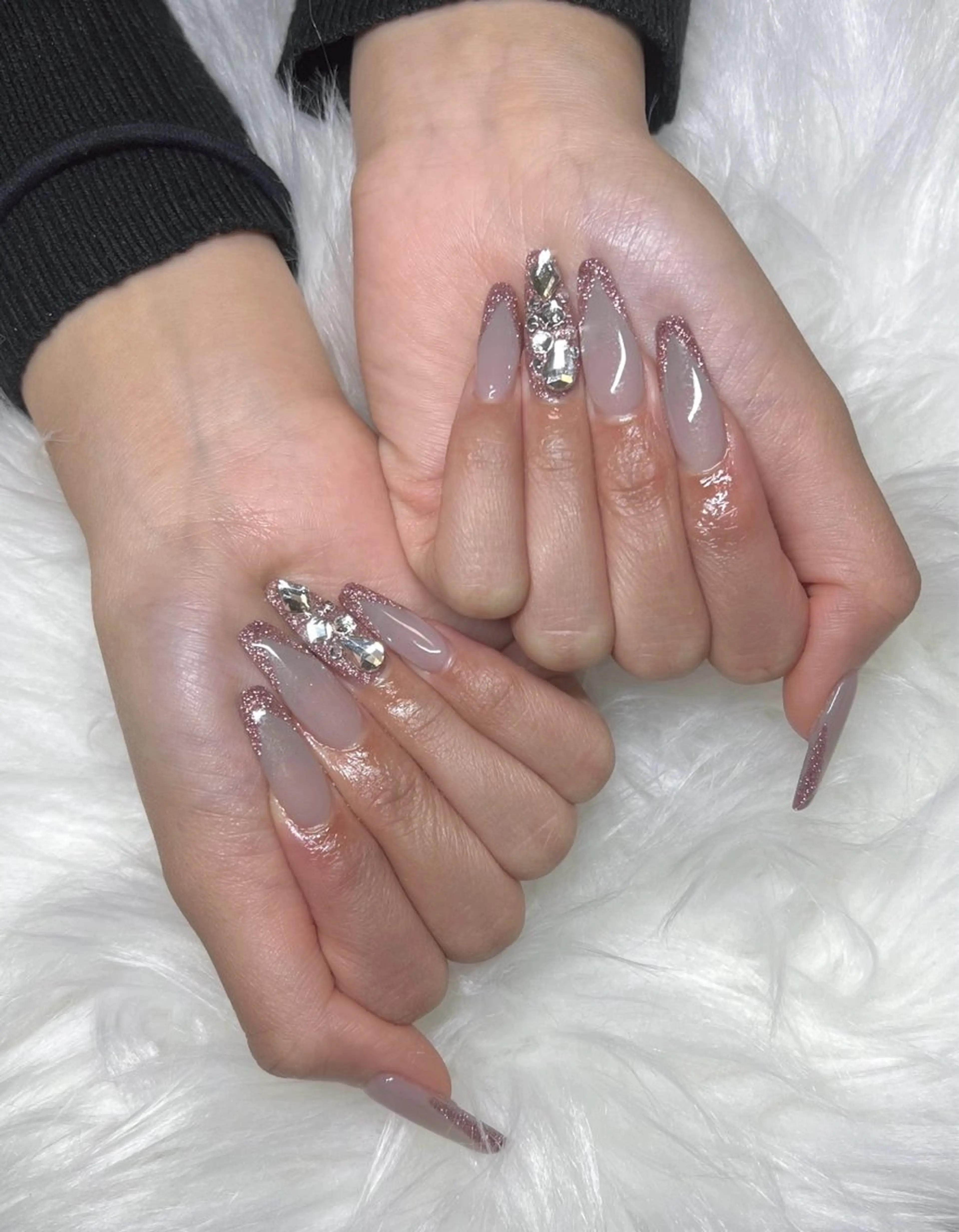 ネイル フラッシュネイル ラメ(グリッター) ハンドネイル CHARME 🤎〔RINA〕のネイルデザイン