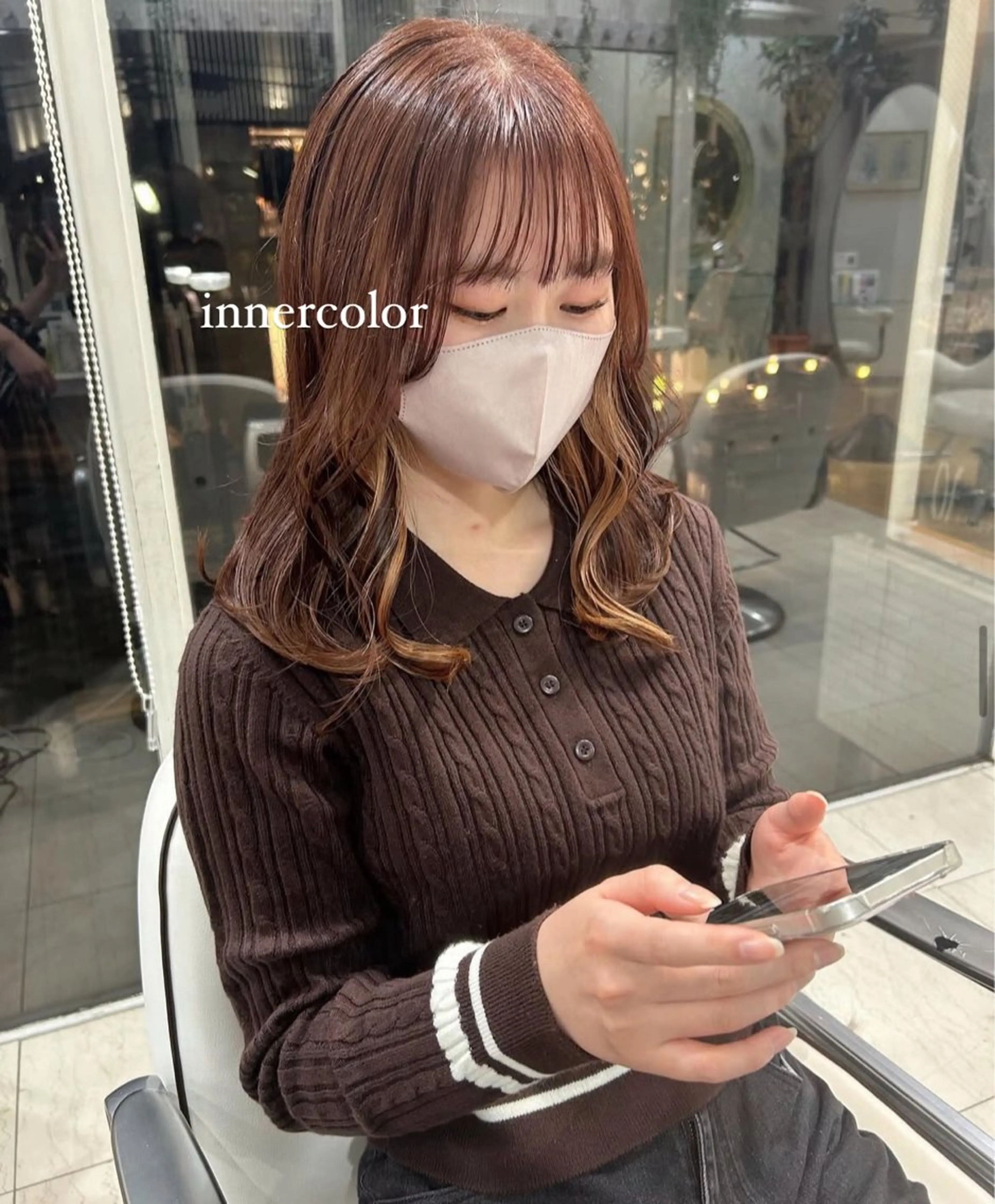 ミディアム カラー ベージュカラー オレンジ ヘアカラー ありむらもえ/ 透明感カラーのヘアスタイル