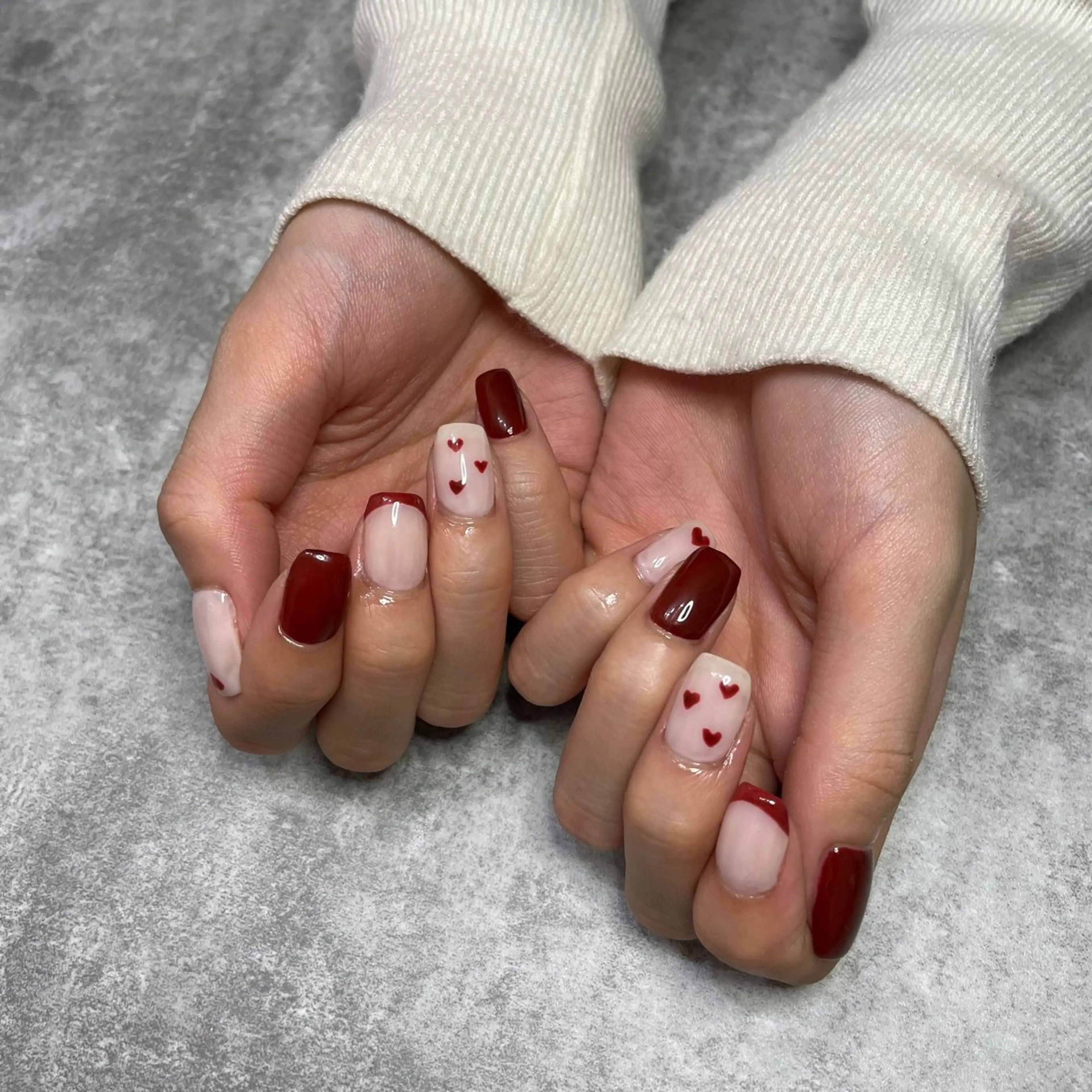 ネイル ハート ハンドネイル nail salon daisy 𓍯のネイルデザイン