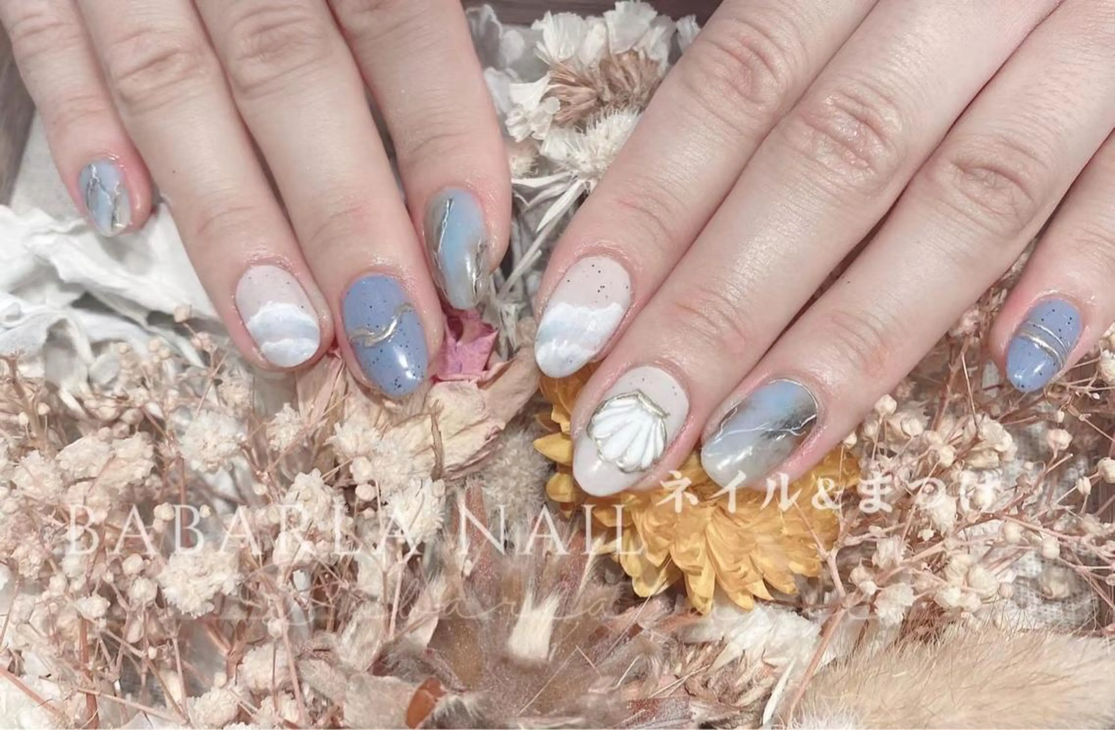 ネイル アートネイル ブルー Babarla nailのネイルデザイン