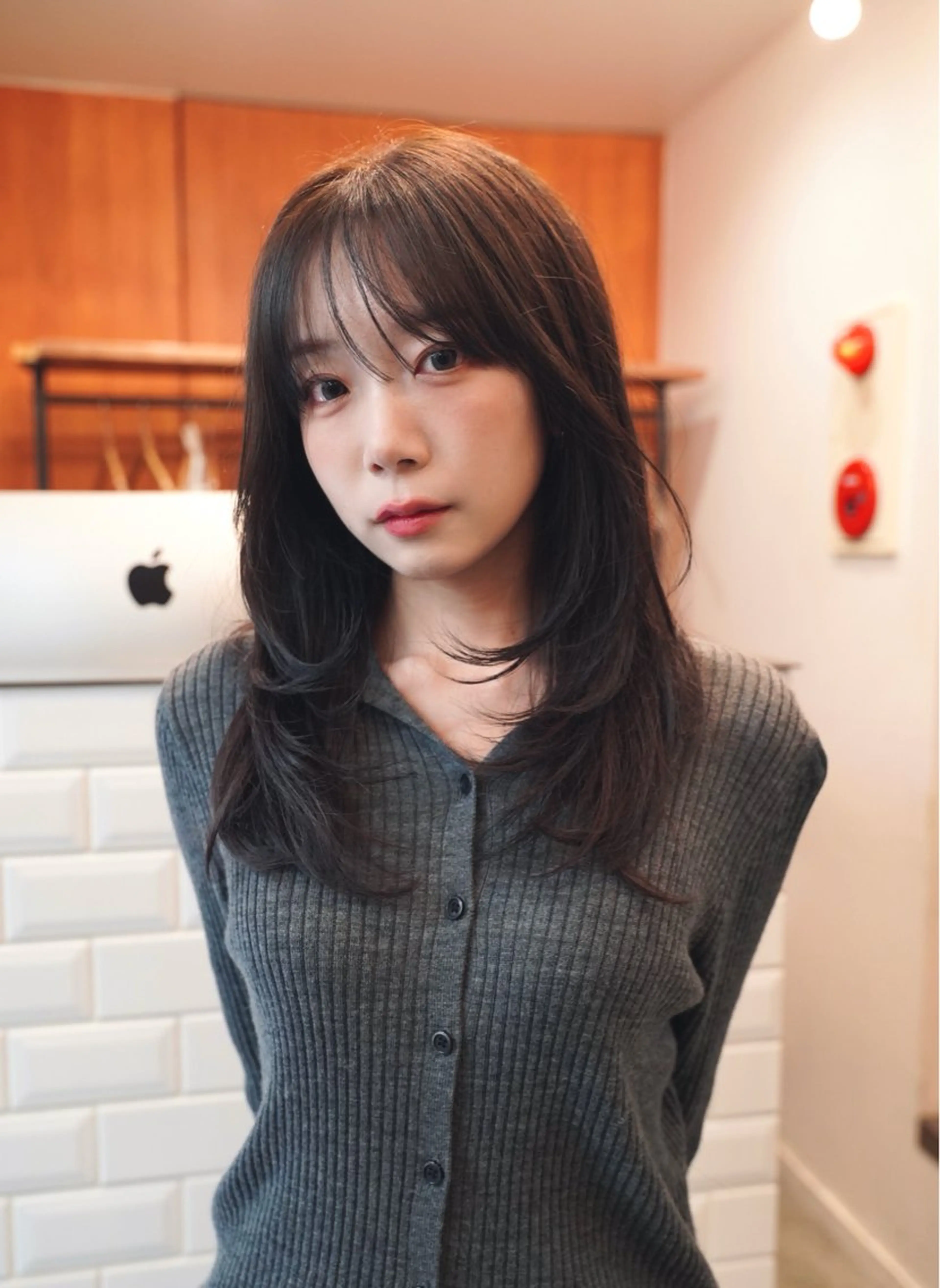 セミロング レイヤーカット ヒカル/ミディアム パーマ/ロングパーマのヘアスタイル