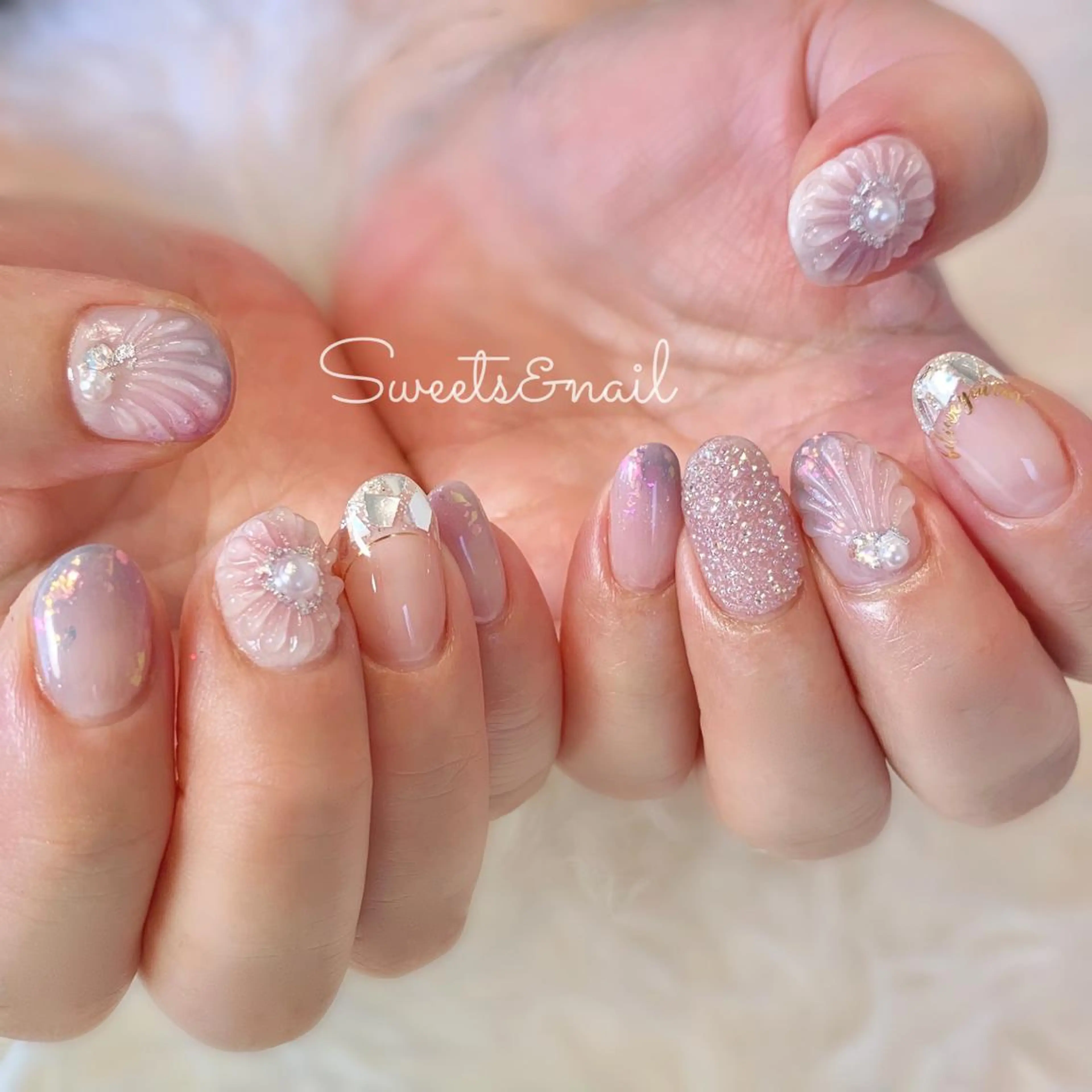 ネイル アートネイル フレンチネイル ガラスフレンチ Sweets＆ nail みなこのネイルデザイン