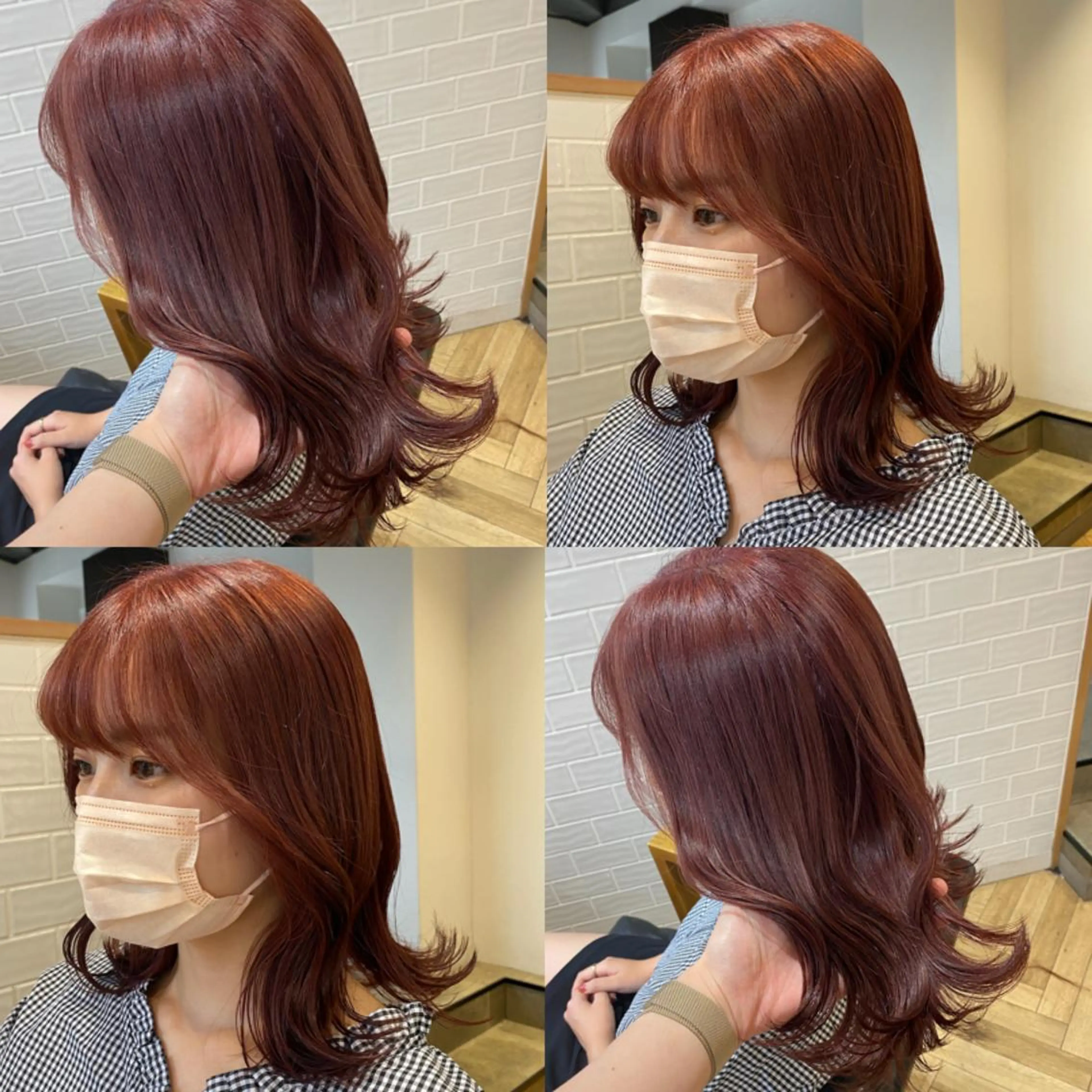 ミディアム カラー ピンクカラー 艶カラー/韓国顔周り 🎀mamiのヘアスタイル