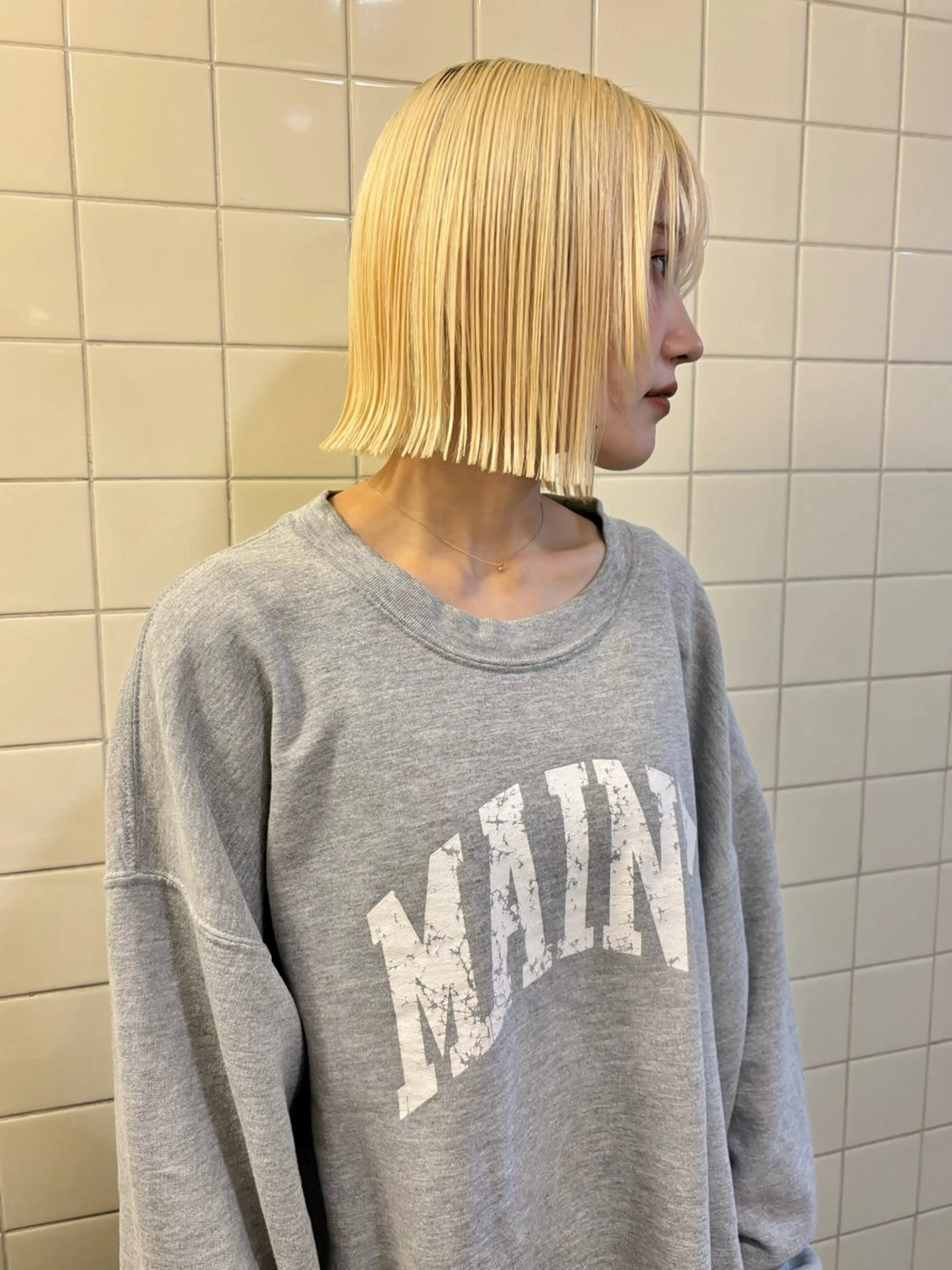 ミディアム カラー カット ヘアカラー トリートメント ボブ&透明感カラー ♡TOMOEのヘアスタイル