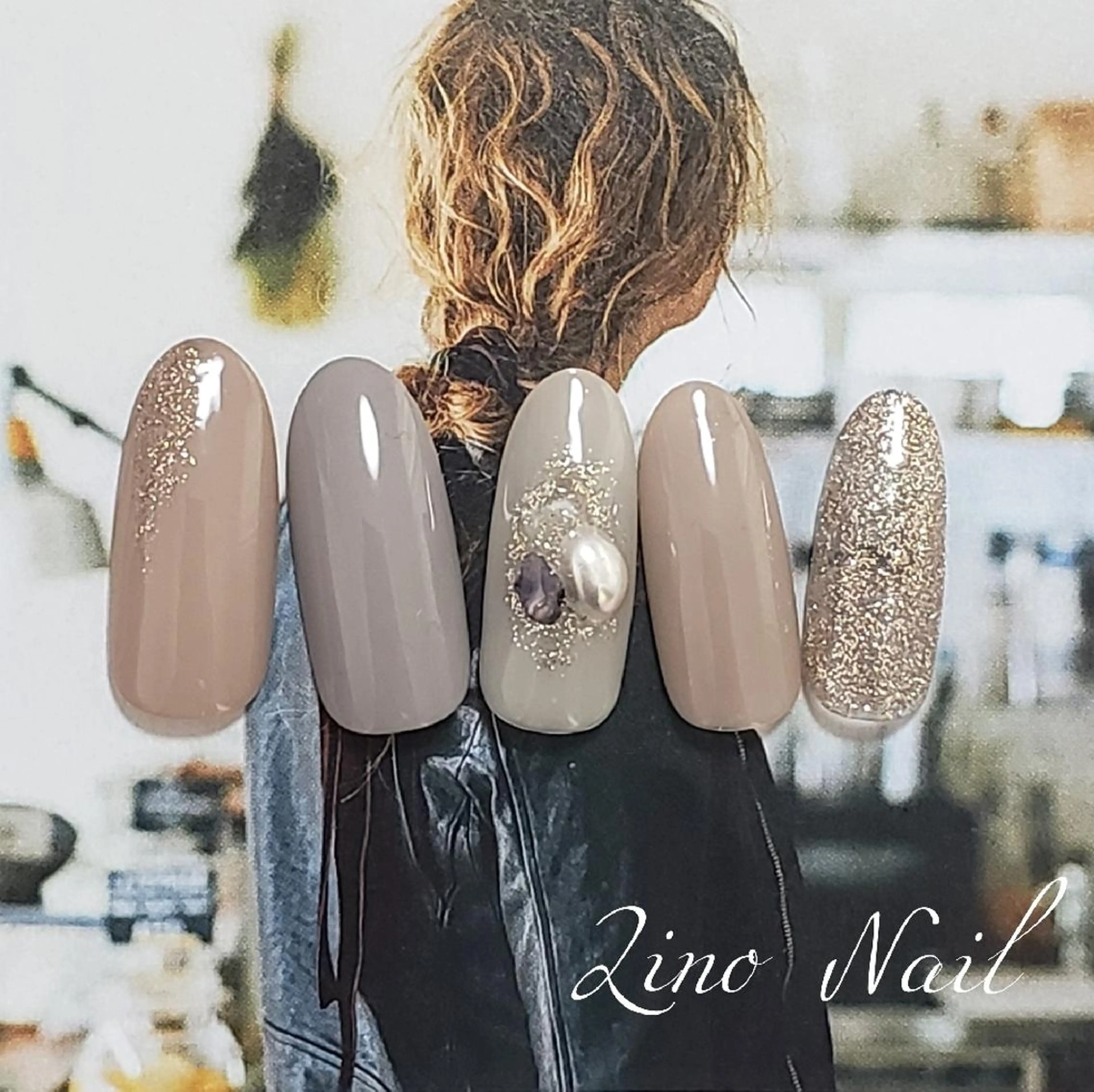 ネイル カジュアル ジェルネイル キラキラネイル ラメ(グリッター) ニュアンスネイル ハンドネイル Lino Nailのネイルデザイン