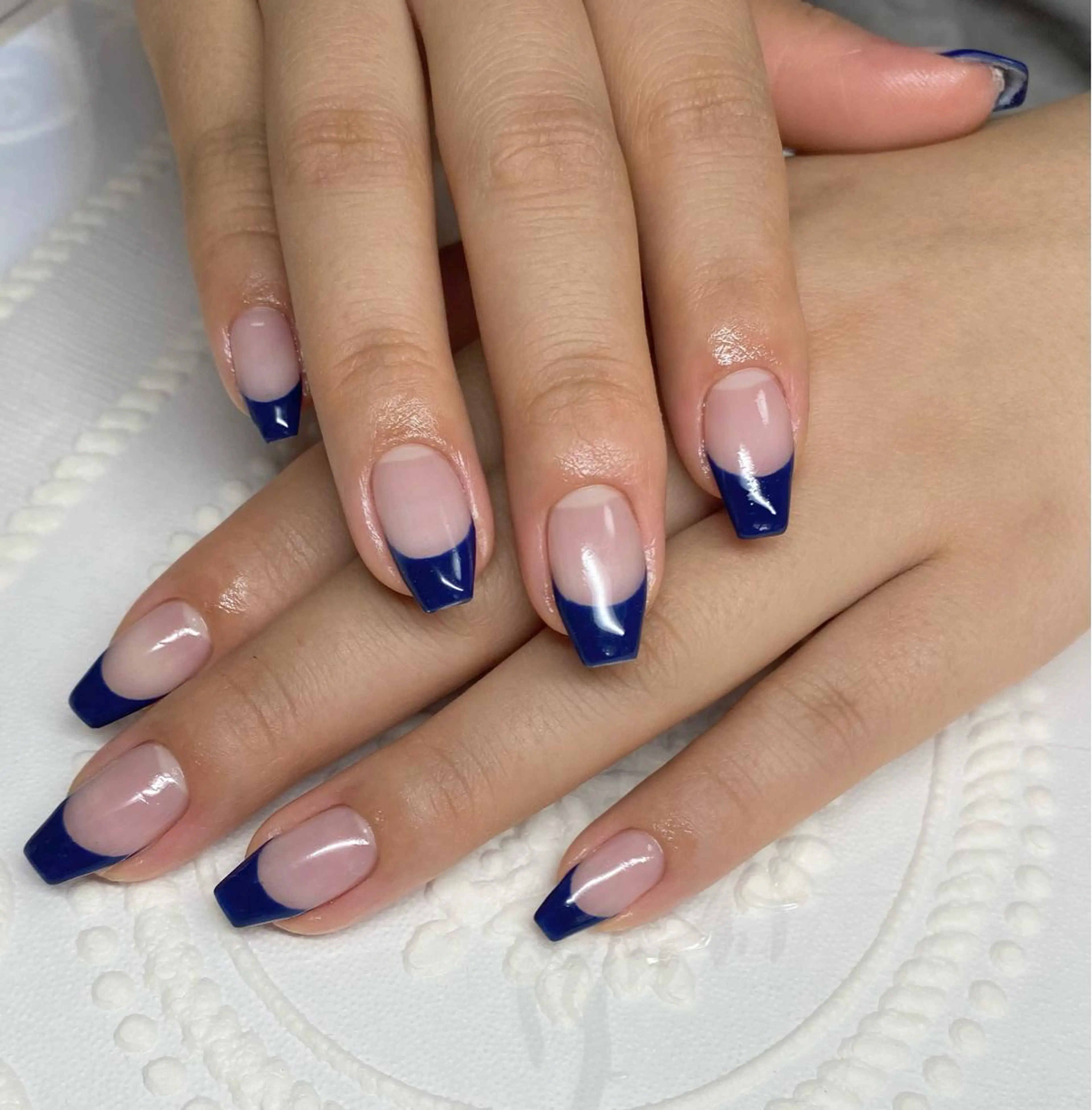 ショート ネイル フレンチネイル ネイビー ハンドネイル lune nail_2017のその他イメージ